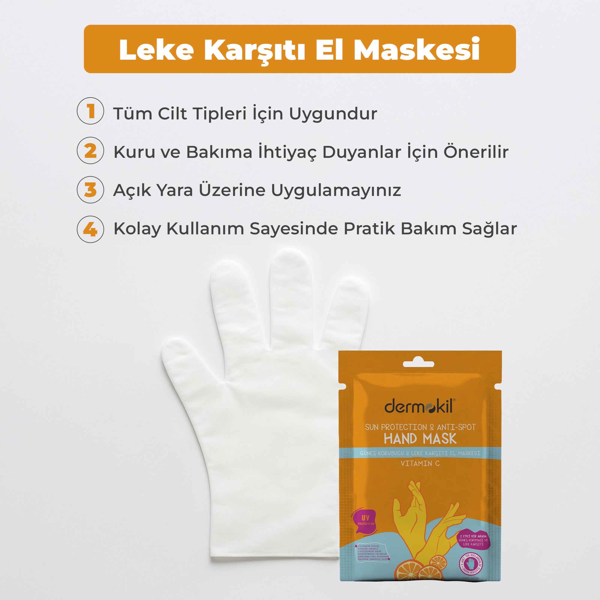Leke Karşıtı Güneş Koruyucu El Maskesi 30 ml - Dermokil
