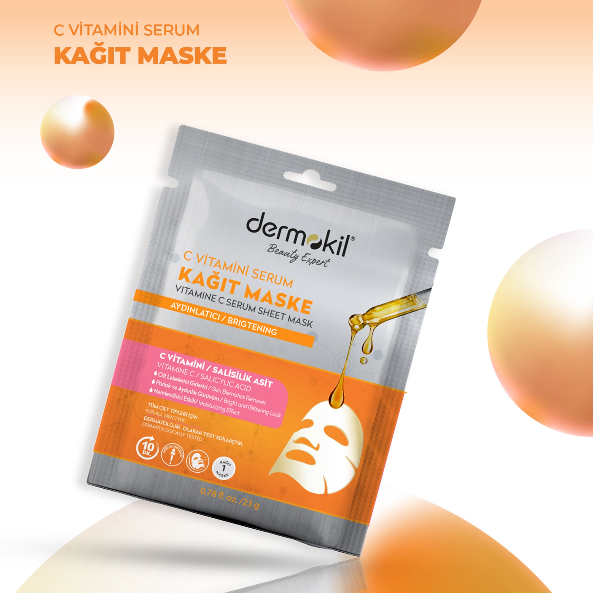 C Vitamini Serum Kağıt Maske 23 gr - Dermokil
