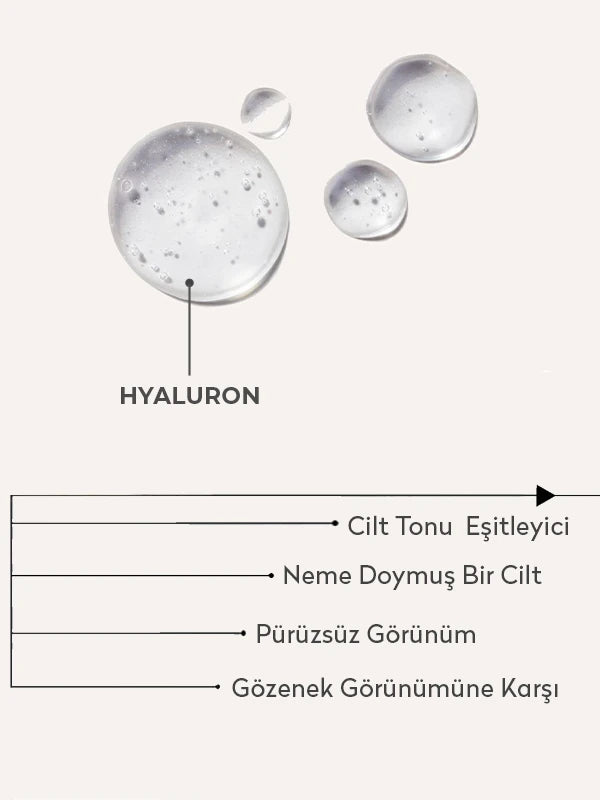 Hyaluron içeren ton eşitleyici tonik ile cildi arındıran, nemlendiren ve daha dengeli, pürüzsüz bir cilt görünümü kazandırmaya yardımcı olan bakım ürünü