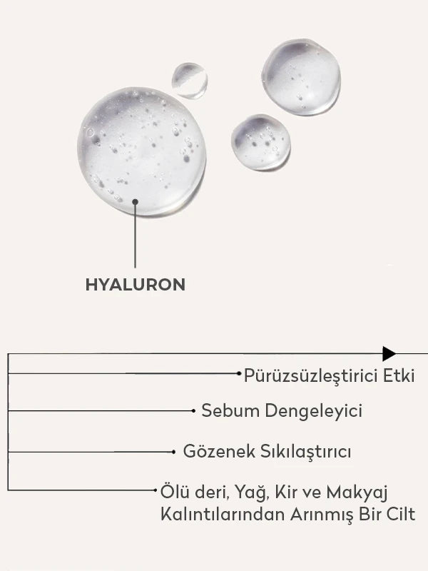 Hyaluron içeren cilt tonu eşitleyici yüz temizleme köpüğü ile cildi nazikçe arındıran, nemlendiren ve daha dengeli, pürüzsüz bir cilt görünümü kazandırmaya yardımcı olan bakım ürünü