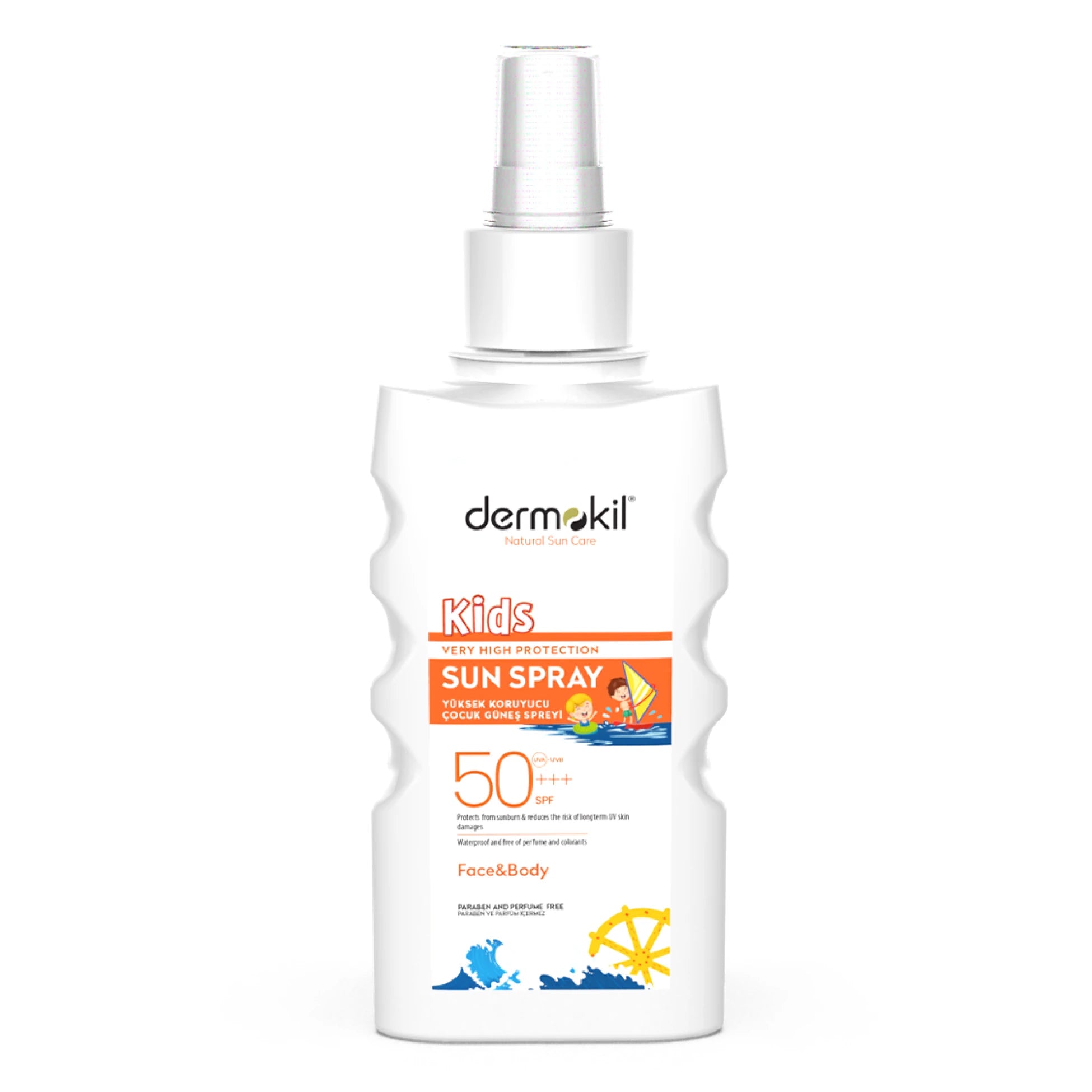 SPF 50 çocuk güneş spreyi ile hassas ciltleri güneşin zararlı UV ışınlarına karşı koruyan, pratik sprey formu ile kolay uygulama sağlayan güneş koruyucu