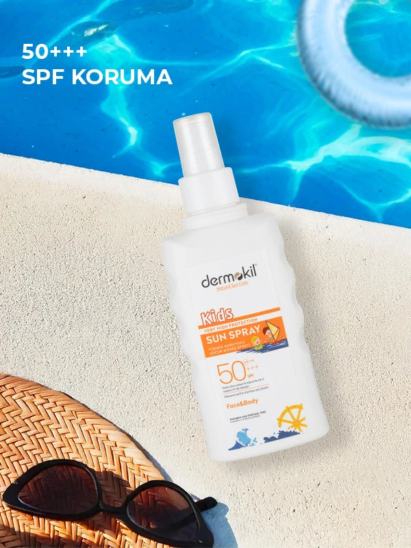 SPF 50 çocuk güneş spreyi ile hassas ciltleri güneşin zararlı UV ışınlarına karşı koruyan, pratik sprey formu ile kolay uygulama sağlayan güneş koruyucu