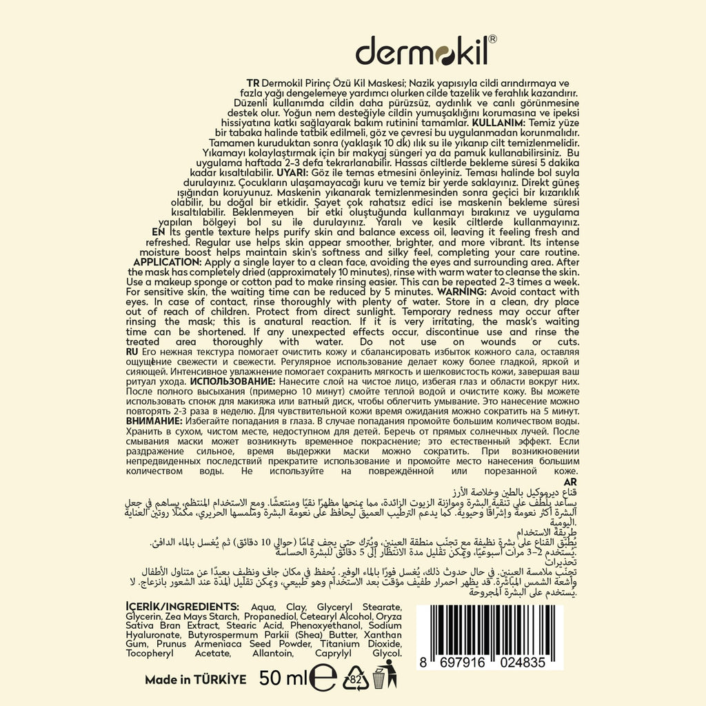 Beyazlatıcı Pirinç Özü Kil Maskesi 30 ml - Dermokil