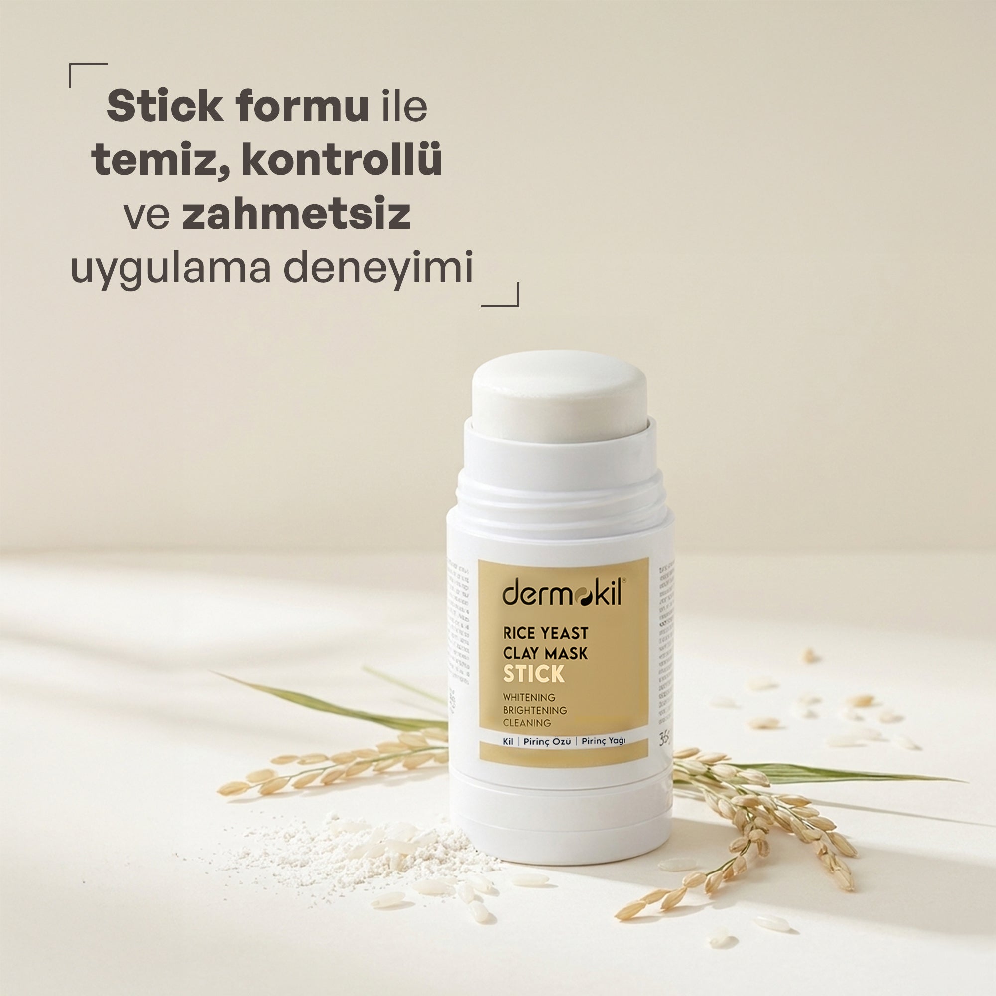 Beyazlatıcı Aydınlatıcı Pirinç Mayası Stick Kil Maskesi 30 g, Dermokil.