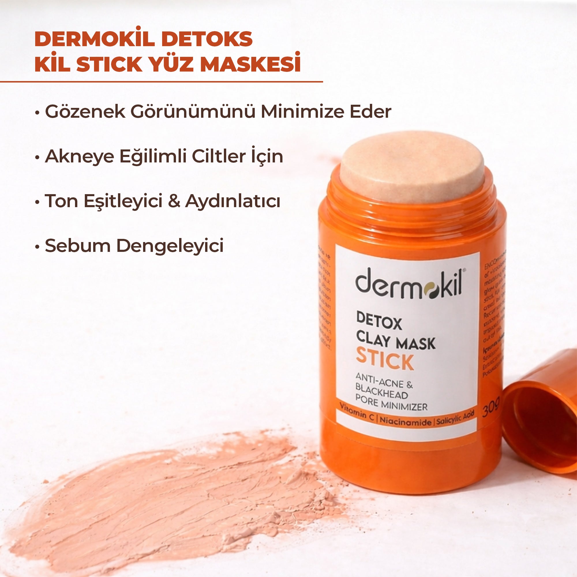 Detox etkili stick kil maske ile cildi derinlemesine arındıran, fazla yağı dengeleyen ve daha temiz, pürüzsüz ve sağlıklı bir cilt görünümü kazandırmaya yardımcı pratik bakım ürünü