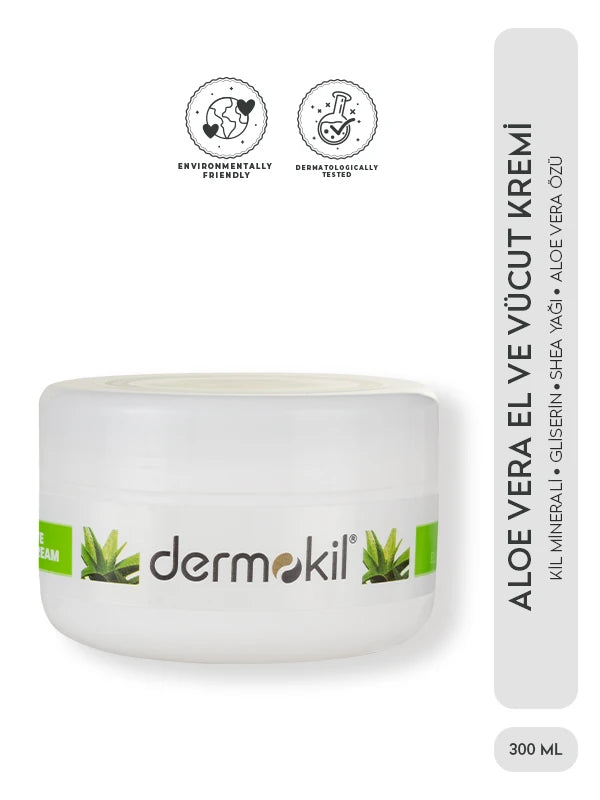 Aloe Vera Özlü Doğal El ve Vücut Kremi 300 ml, Dermokil.