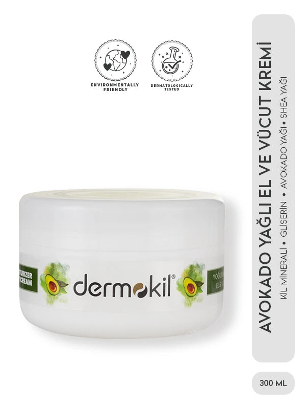 Avokado Özlü Doğal El ve Vücut Kremi 300 ml, Dermokil.