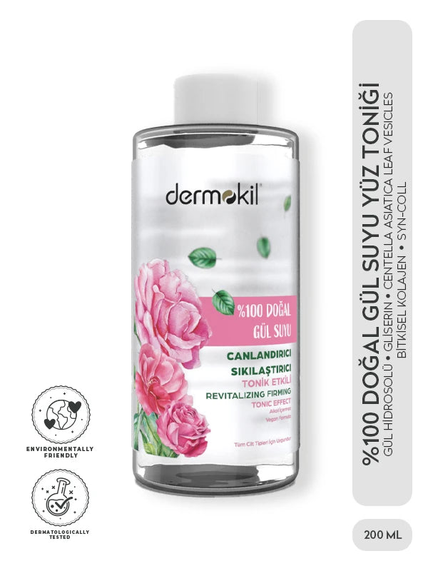 %100 doğal gül suyu içeren cilt bakım seti ile cildi ferahlatan, nemlendiren ve daha canlı, aydınlık ve sağlıklı bir cilt görünümü kazandırmaya yardımcı bakım ürünleri
