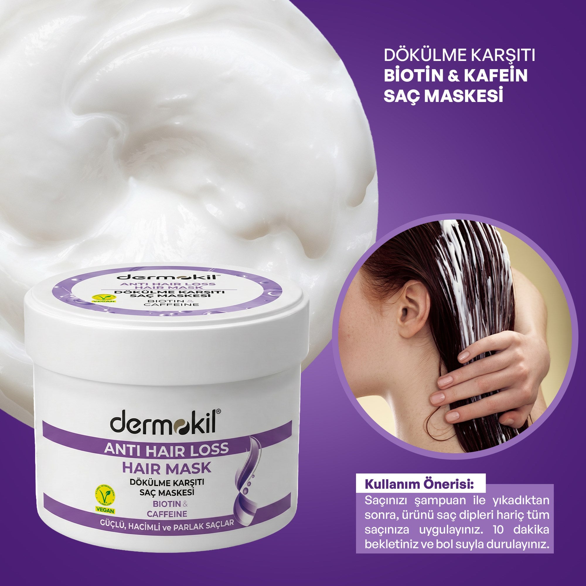 Dökülme Karşıtı (Biotine-Caffeine) Saç Bakım Maskesi 250 ml - Dermokil