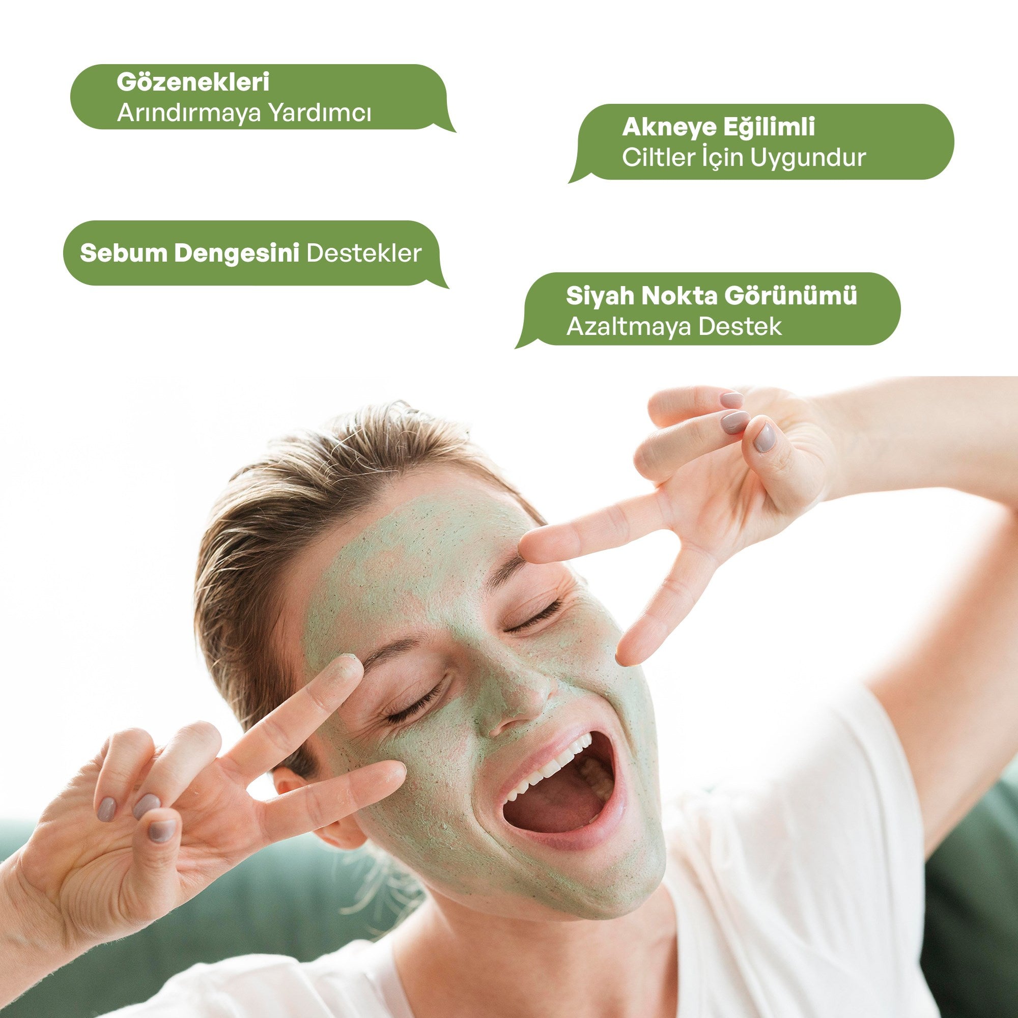 Akne ve Siyah Nokta Karşıtı Matcha Özlü Kil Maskesi 30 ml
