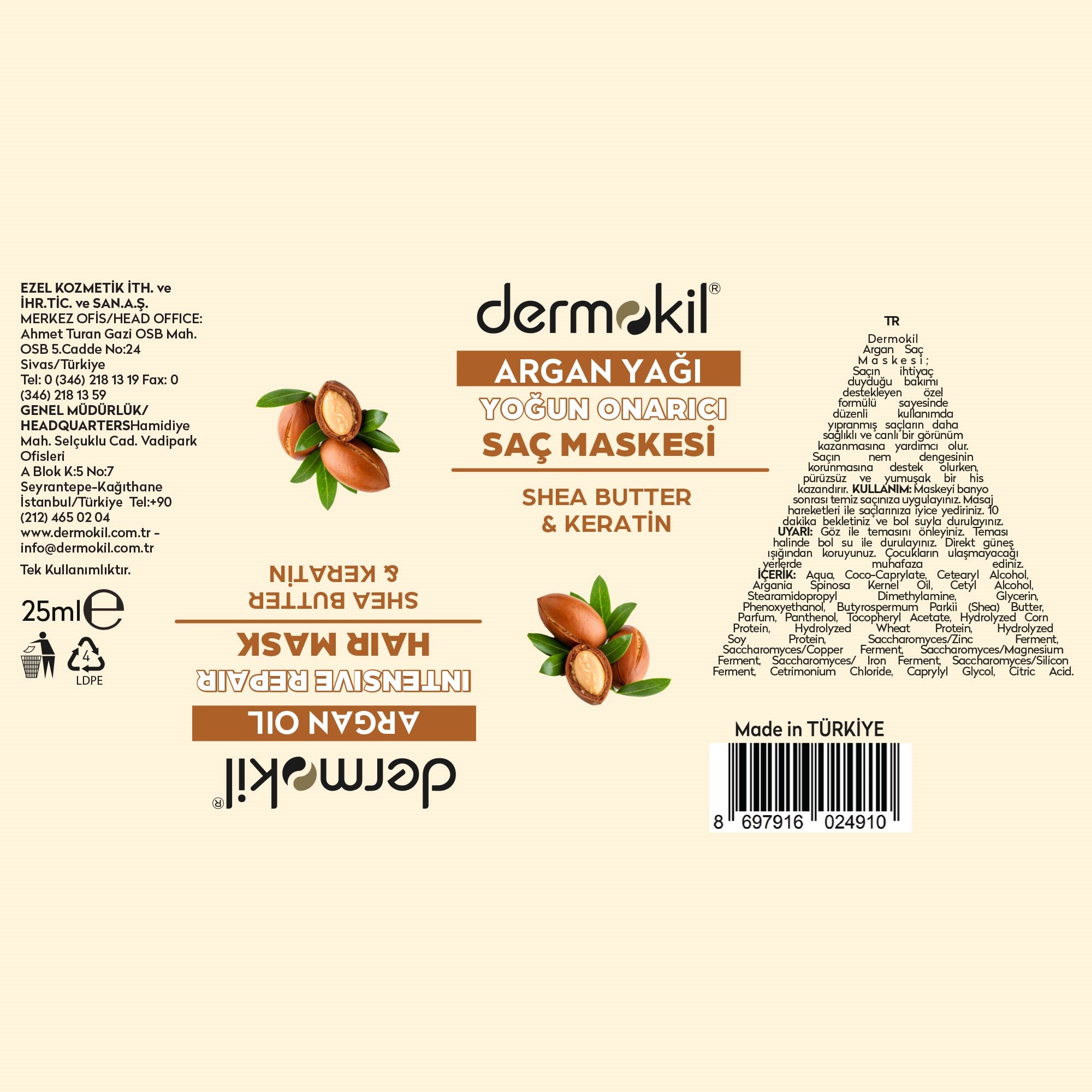 Argan Özlü Yoğun Onarıcı Saç Maskesi Seti  25 ml x 5 Adet