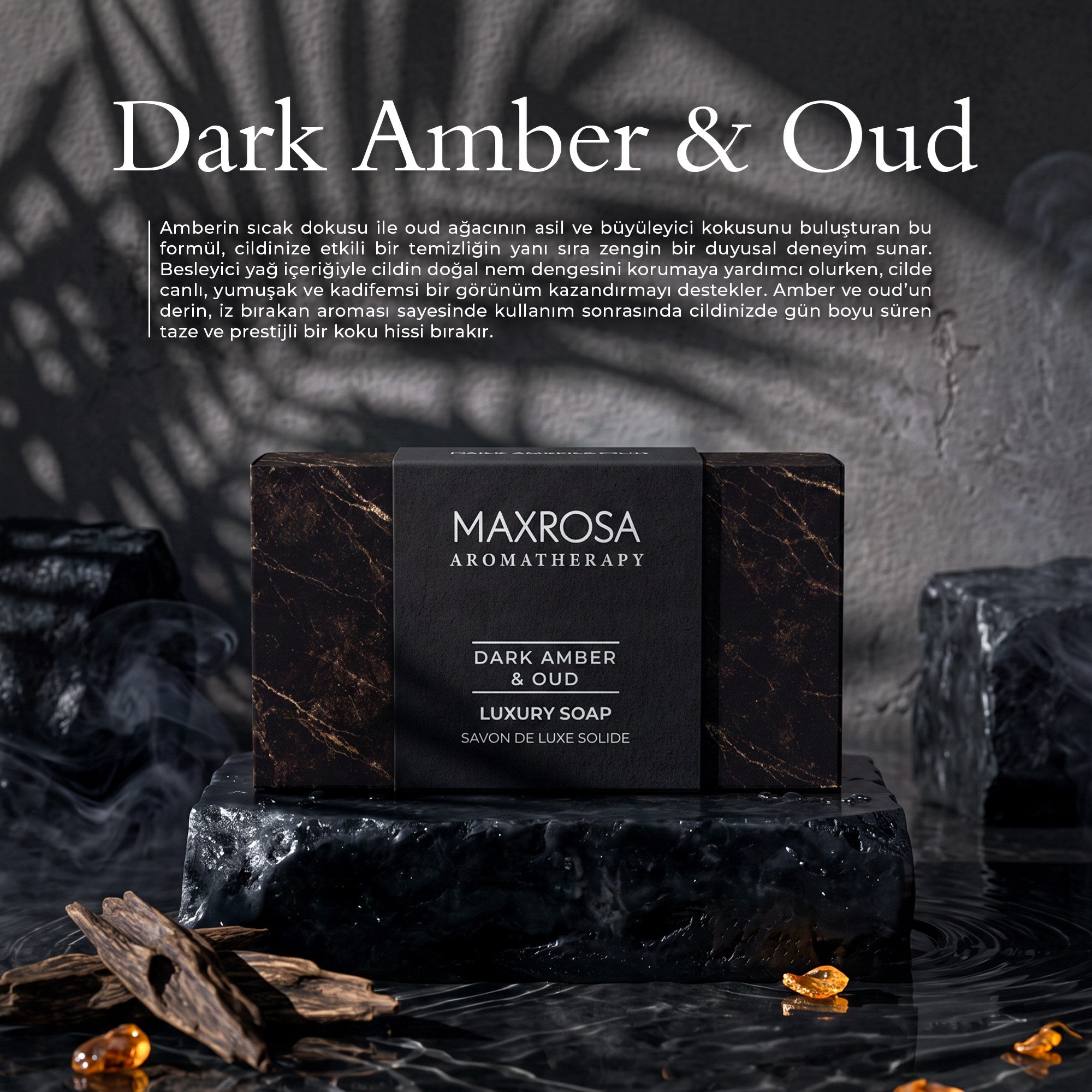 Maxrosa Aromatherapy Dark Amber & Oud Katı Sabun 100 g