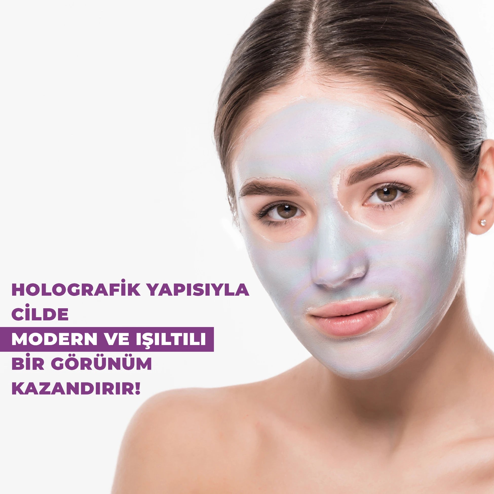 Hologram etkili soyulabilir doypack maske ile cildi arındıran, ölü deriyi temizleyen ve daha parlak, pürüzsüz bir cilt görünümü kazandırmaya yardımcı olan bakım ürünü
