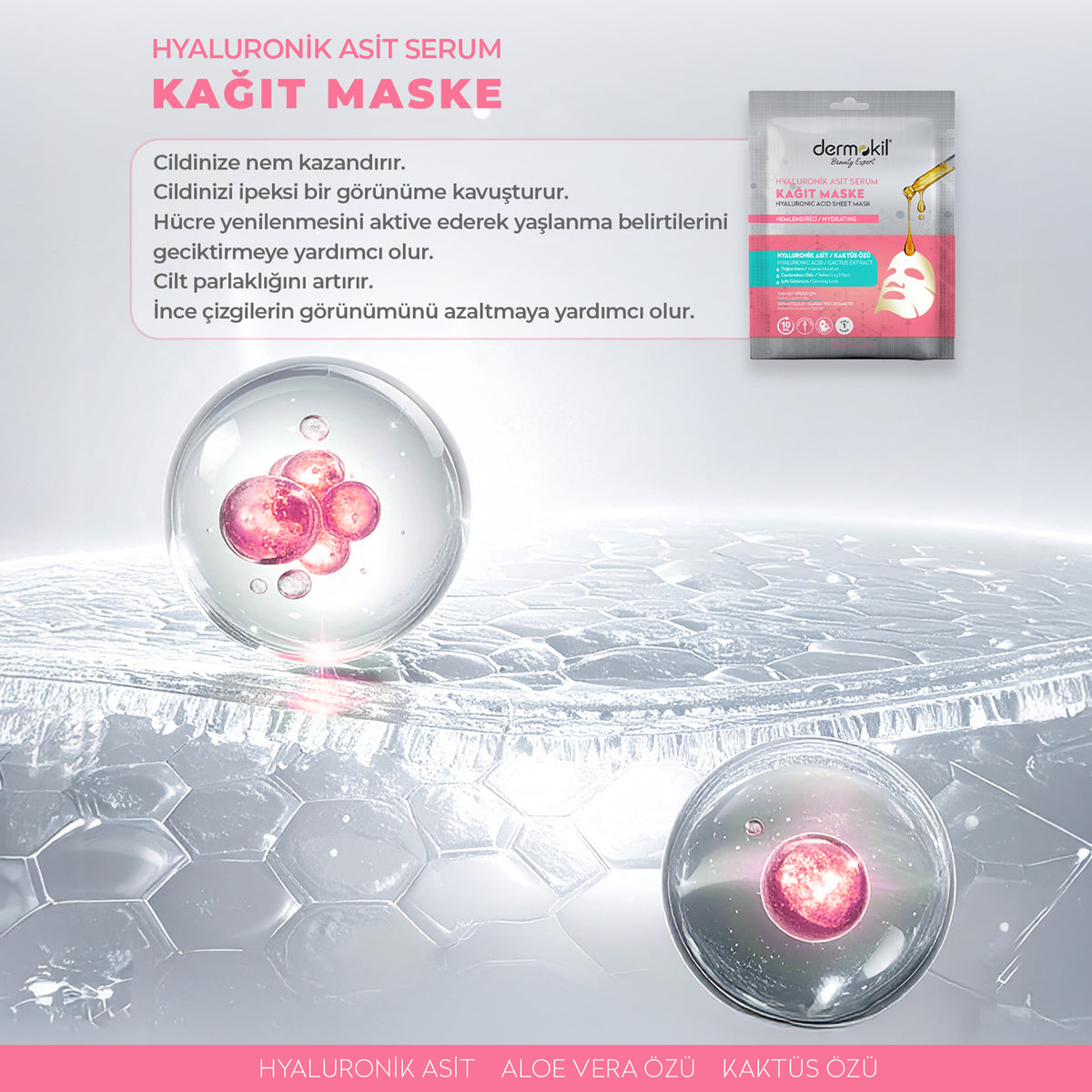 Hyalüronik Asit Serum Kağıt Maske 23 gr - Dermokil