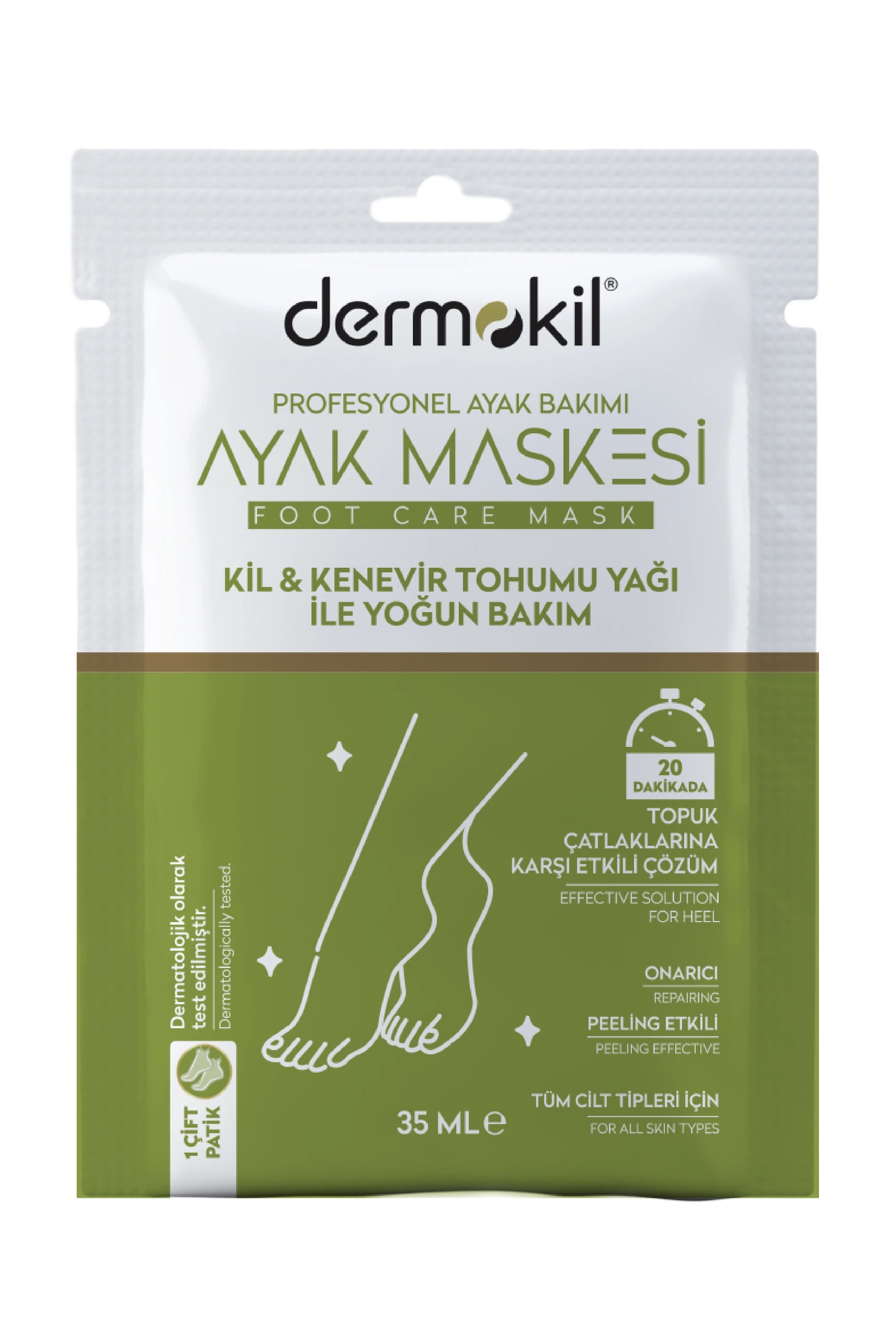 Kil ve Kenevir Yağlı Peeling Etkili Ayak Maskesi 35 ml