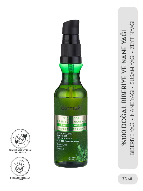 %100 Doğal Saç Güçlendirici Biberiye ve Nane Yağı 75 ml