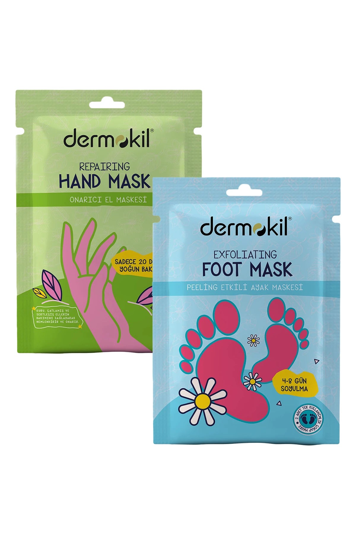 Peeling Etkili (Soyulabilir) Ayak Maskesi 30 ml + Onarıcı El Maskesi 30 ml 2'li Set