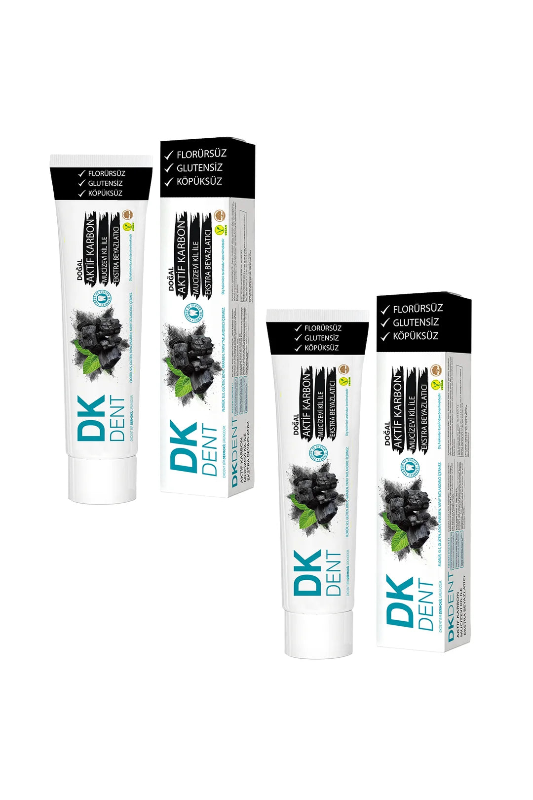 Aktif Karbon Florürsüz Diş Macunu 75 ml 2'li Set