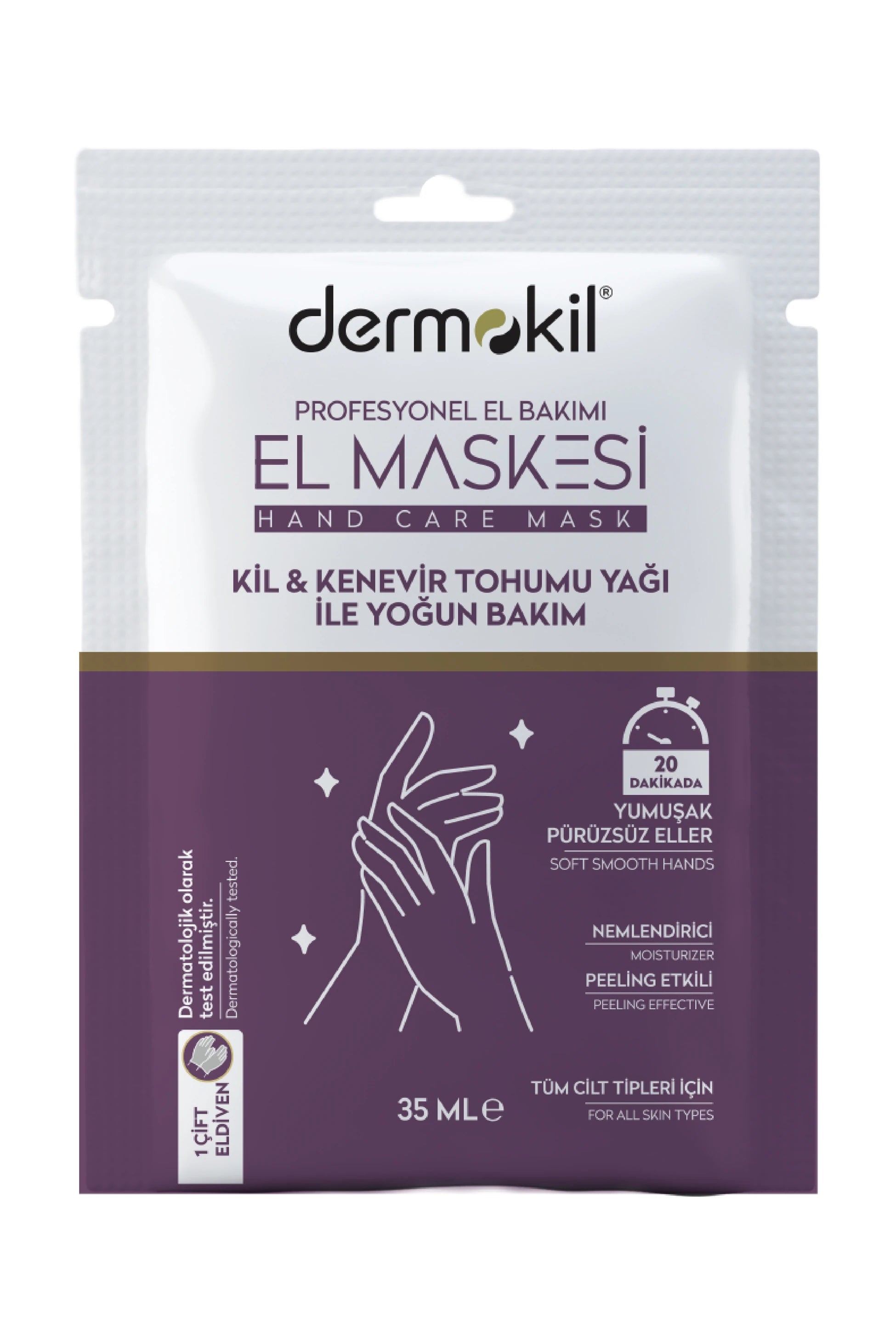 Kil ve Kenevir Yağlı Peeling Etkili El Maskesi 35 ml