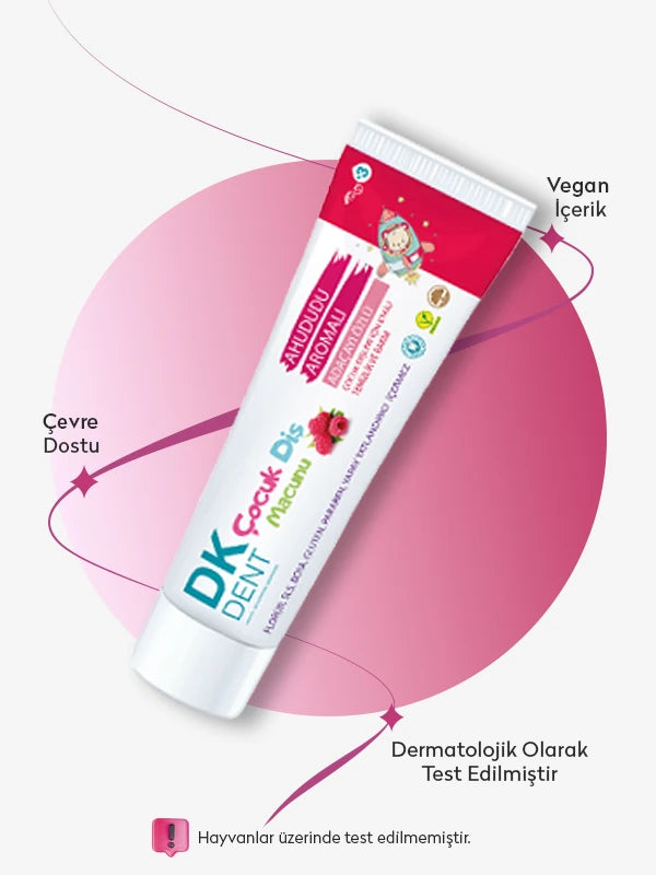 Ahududu Aromalı Florürsüz Çocuk Diş Macunu 50 ml Fırça Hediyeli