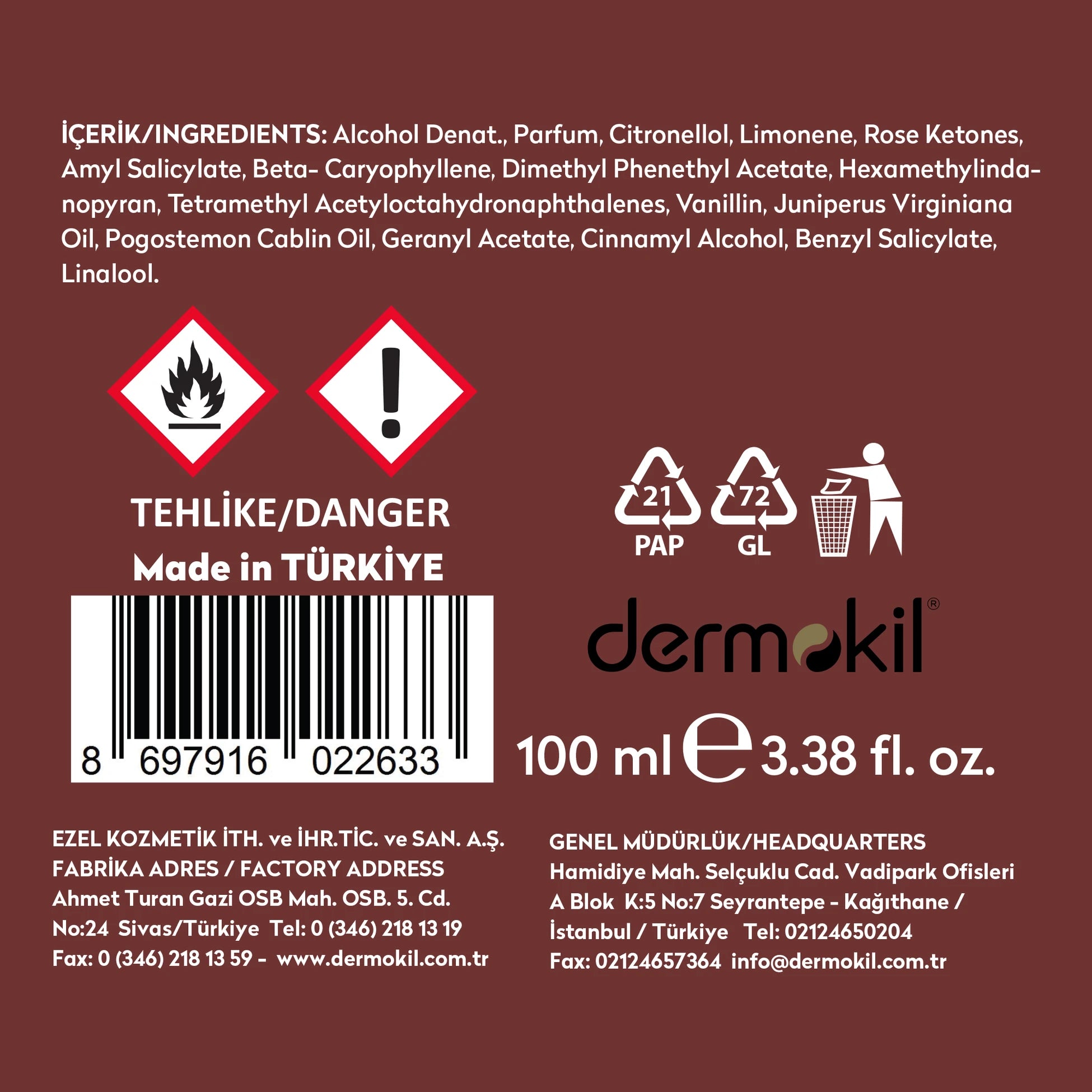 Oriantal Amber Reed Diffuser Çubuklu Oda Kokusu 100 ml