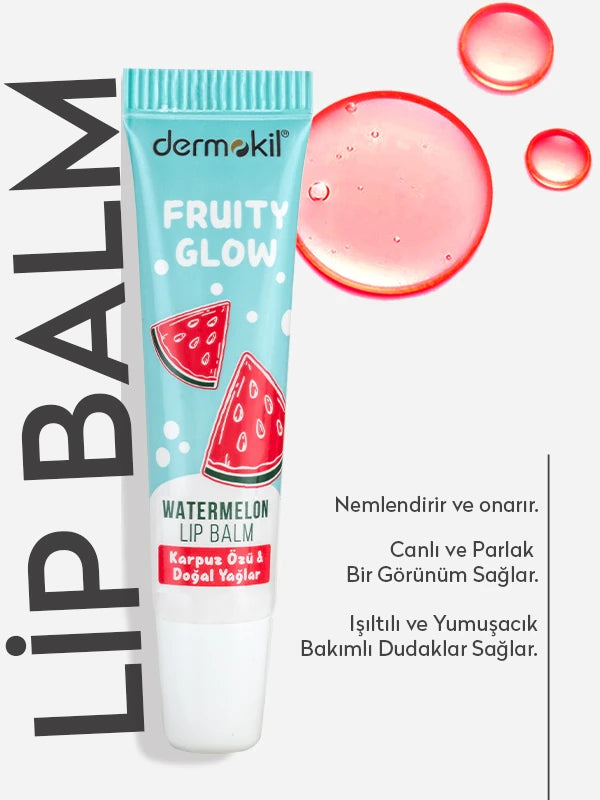 Karpuz özü ve doğal yağlar içeren lip balm ile dudakları nemlendiren, besleyen ve daha yumuşak, canlı bir görünüm kazandırmaya yardımcı bakım ürünü
