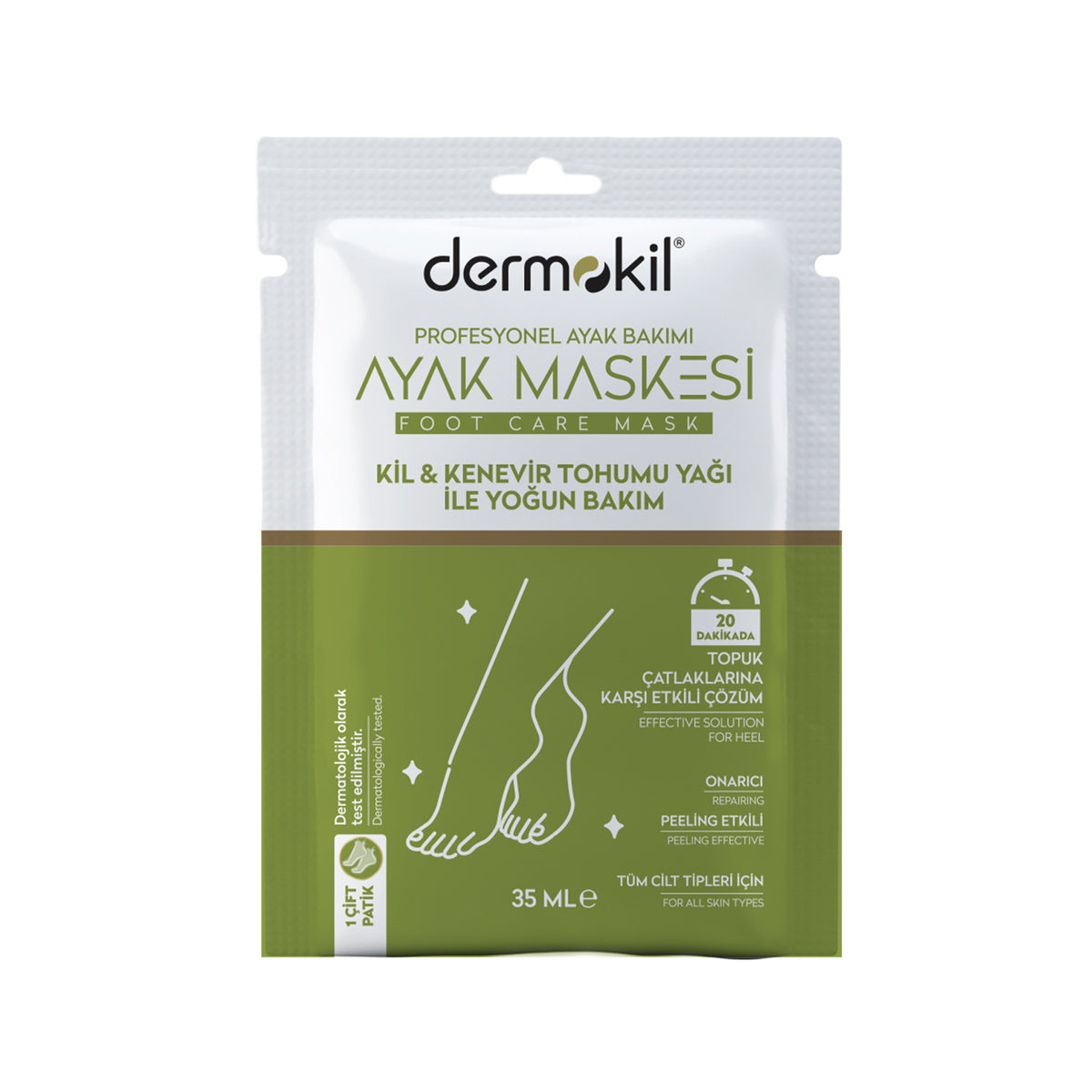 Peeling Etkili Kil Kenevir Yağlı Yoğun Bakım Ayak Maskesi 35 ml