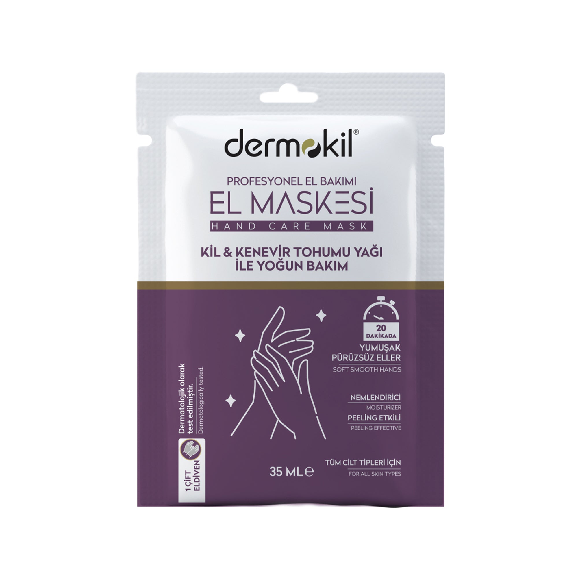 Peeling Etkili Kil Kenevir Yağlı Yoğun Bakım El Maskesi 35 ml - Dermokil