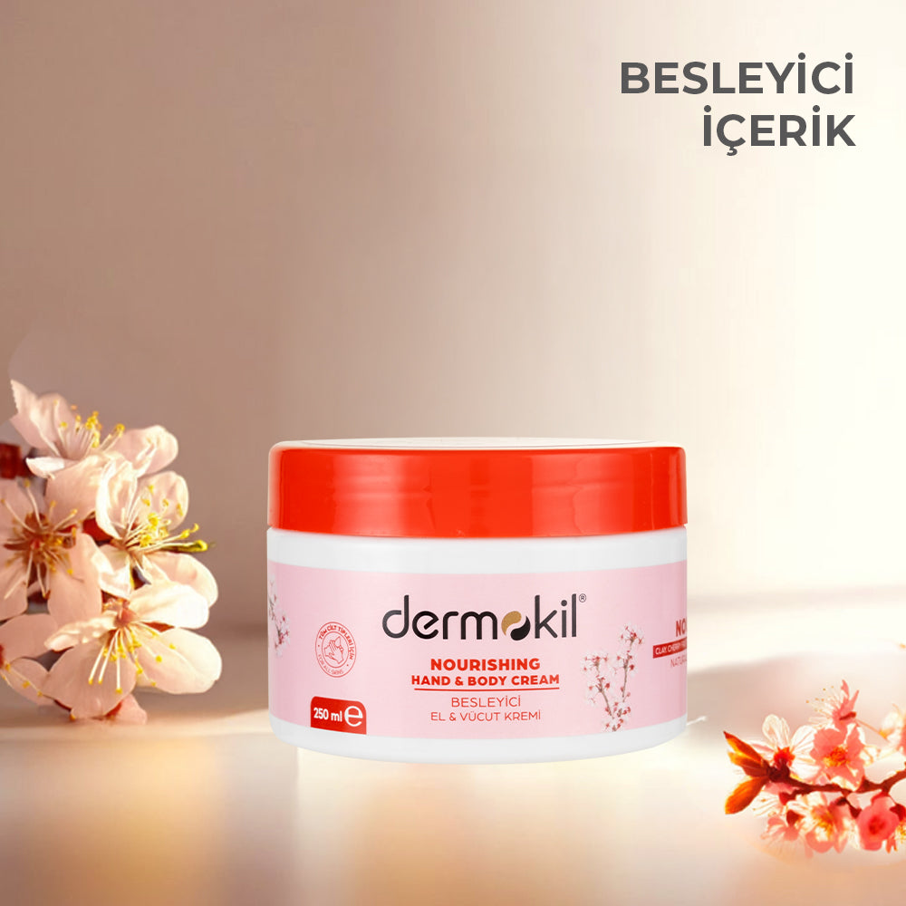 Besleyici Kiraz Çiçeği Özlü El ve Vücut Kremi 250 ml - Dermokil