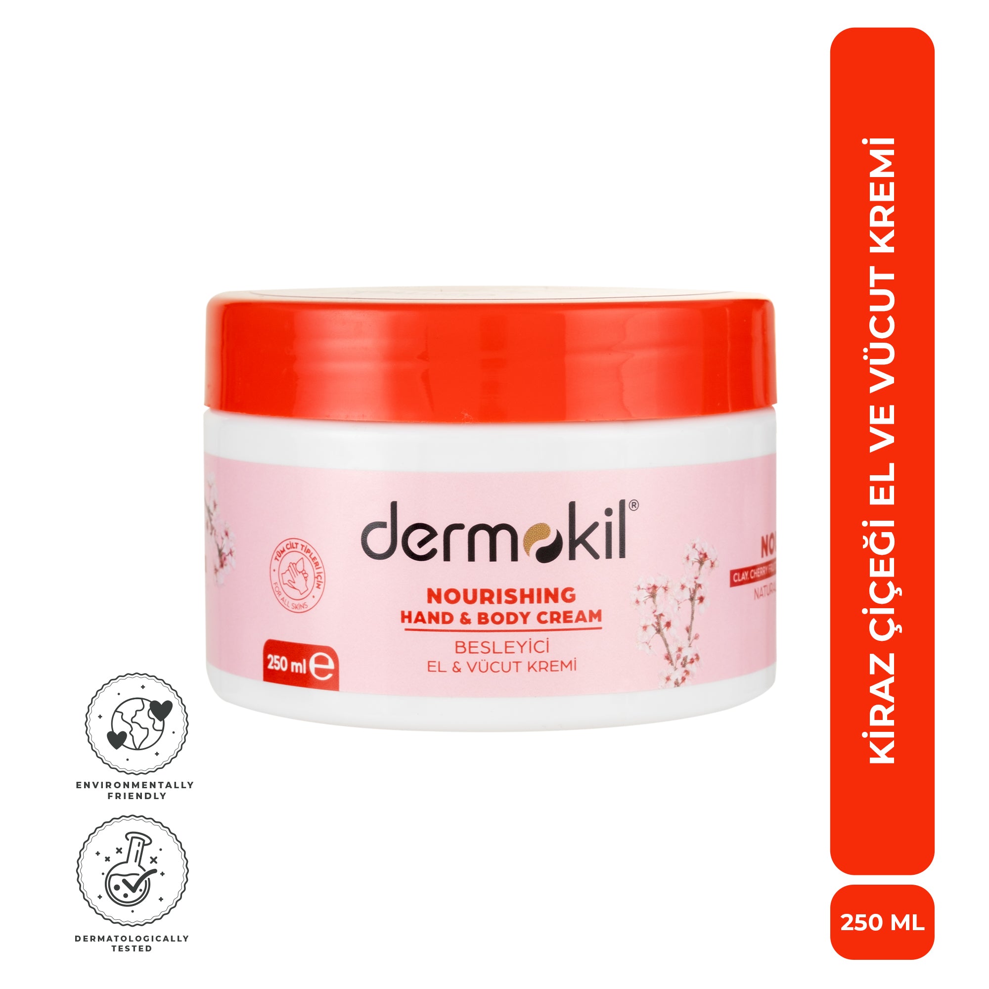 Besleyici Kiraz Çiçeği Özlü El ve Vücut Kremi 250 ml - Dermokil