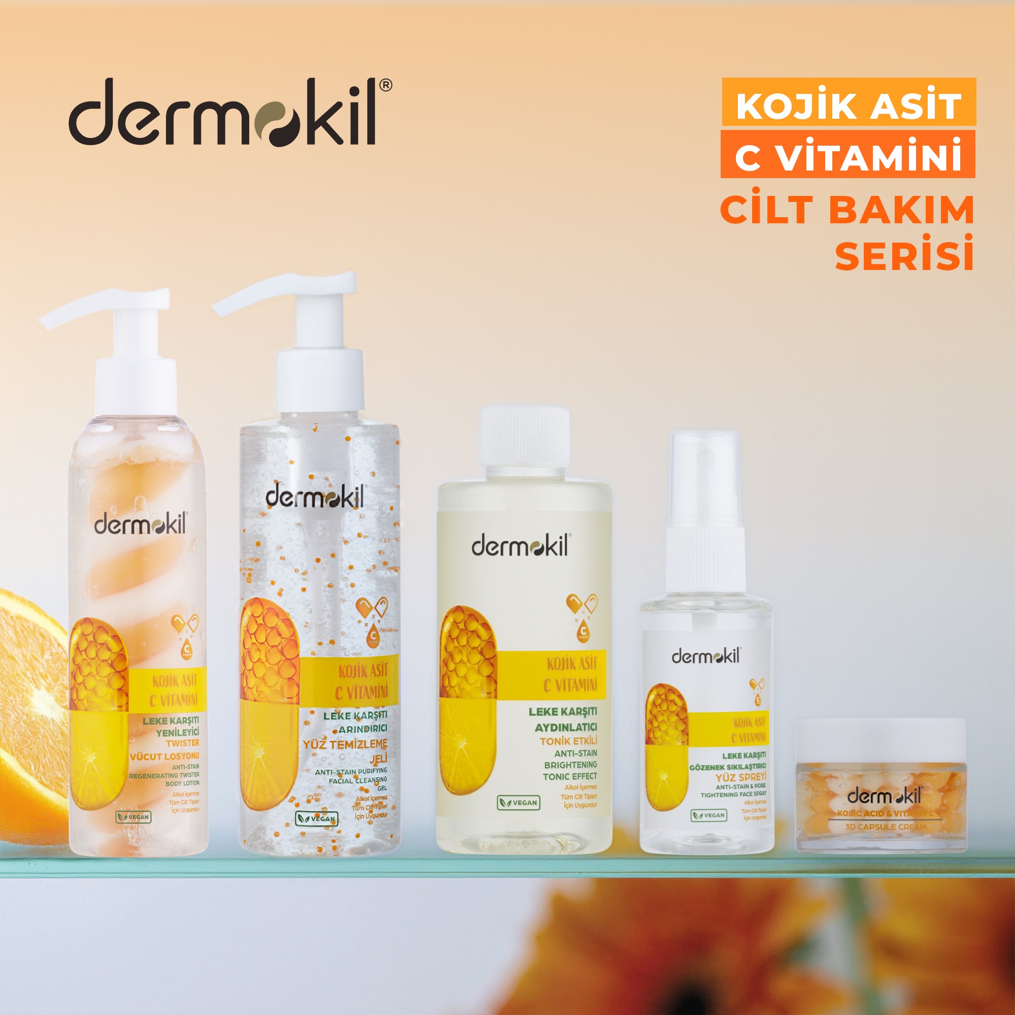 Kojik asit ve C vitamini içeren yüz temizleme jeli ile cildi nazikçe arındıran, leke görünümünü azaltmaya yardımcı olan ve daha aydınlık, eşit tonlu bir cilt görünümü kazandıran bakım ürünü