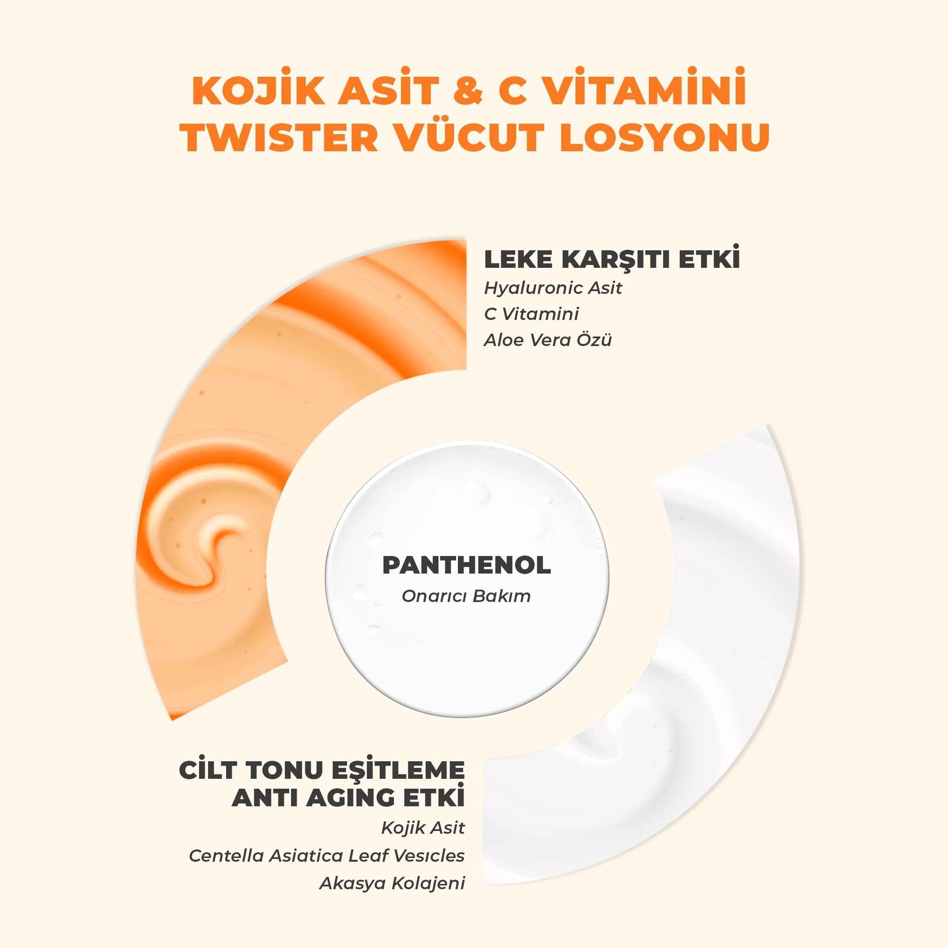 Kojik asit ve C vitamini içeren vücut losyonu ile ciltteki leke görünümünü azaltmaya ve ton eşitlemeye yardımcı olur
