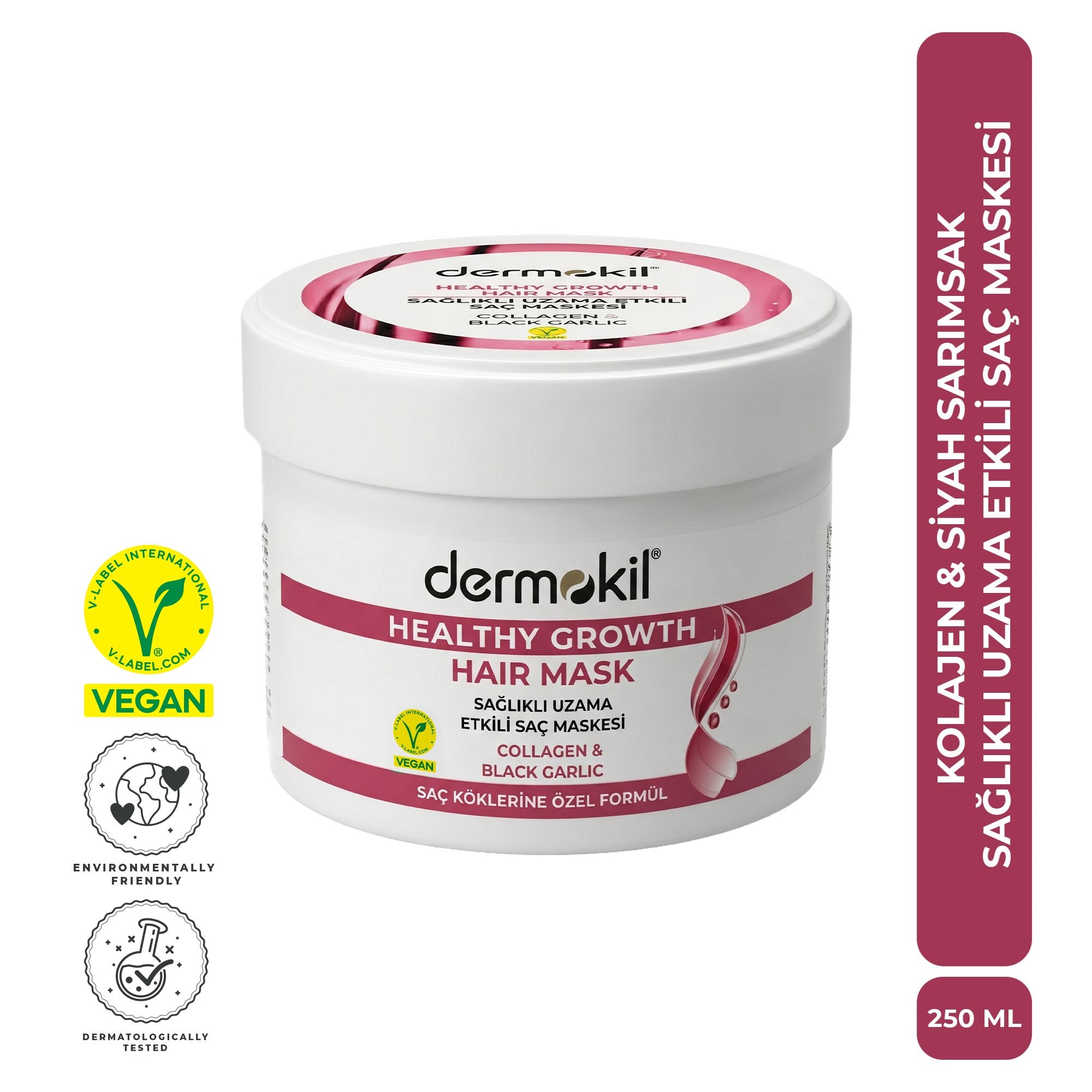 Güçlendirici Kolajen & Siyah Sarımsak Saç Bakım Maskesi 250 ml - Dermokil