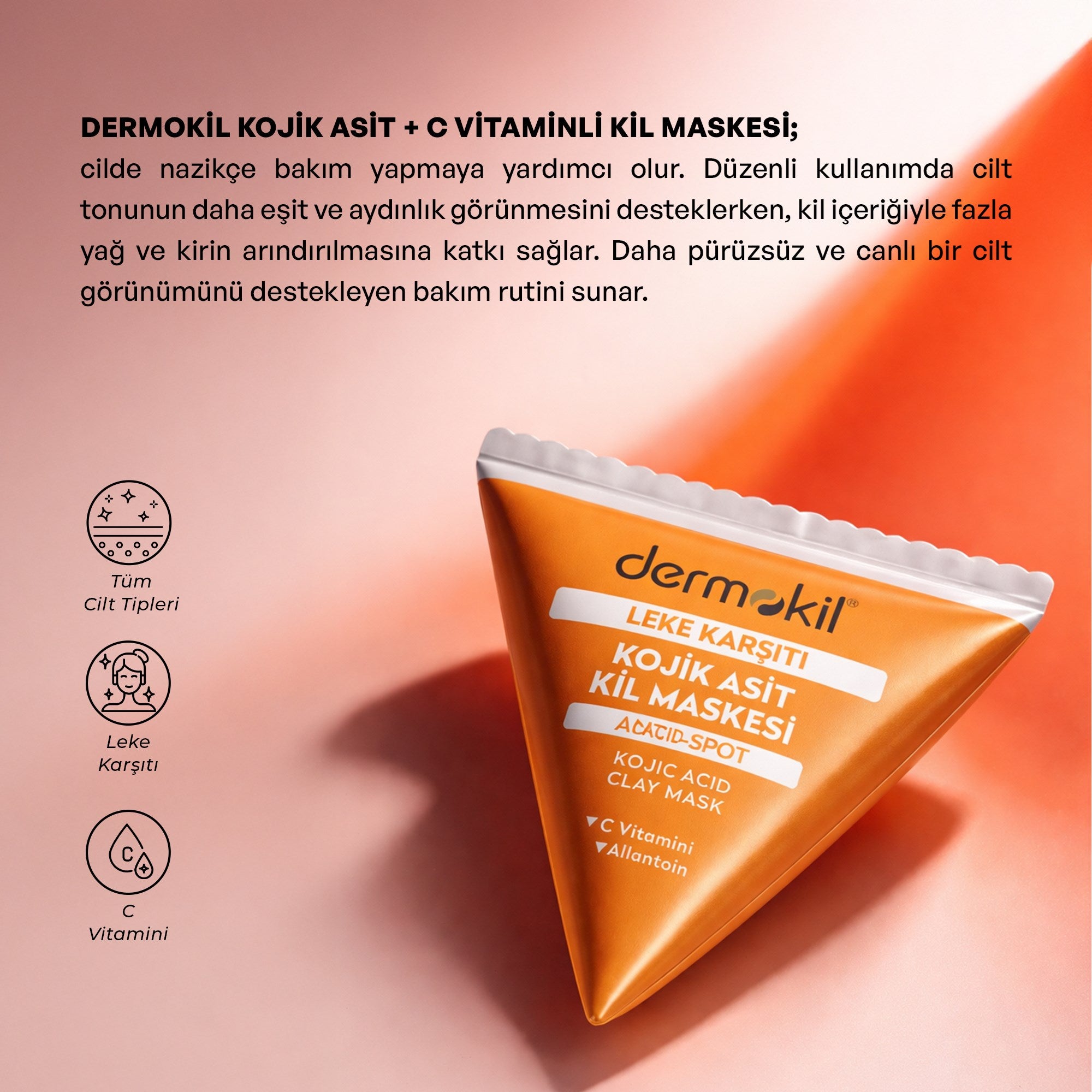 Leke Karşıtı Kojik Asit Kil Maskesi 9 ml, Dermokil.