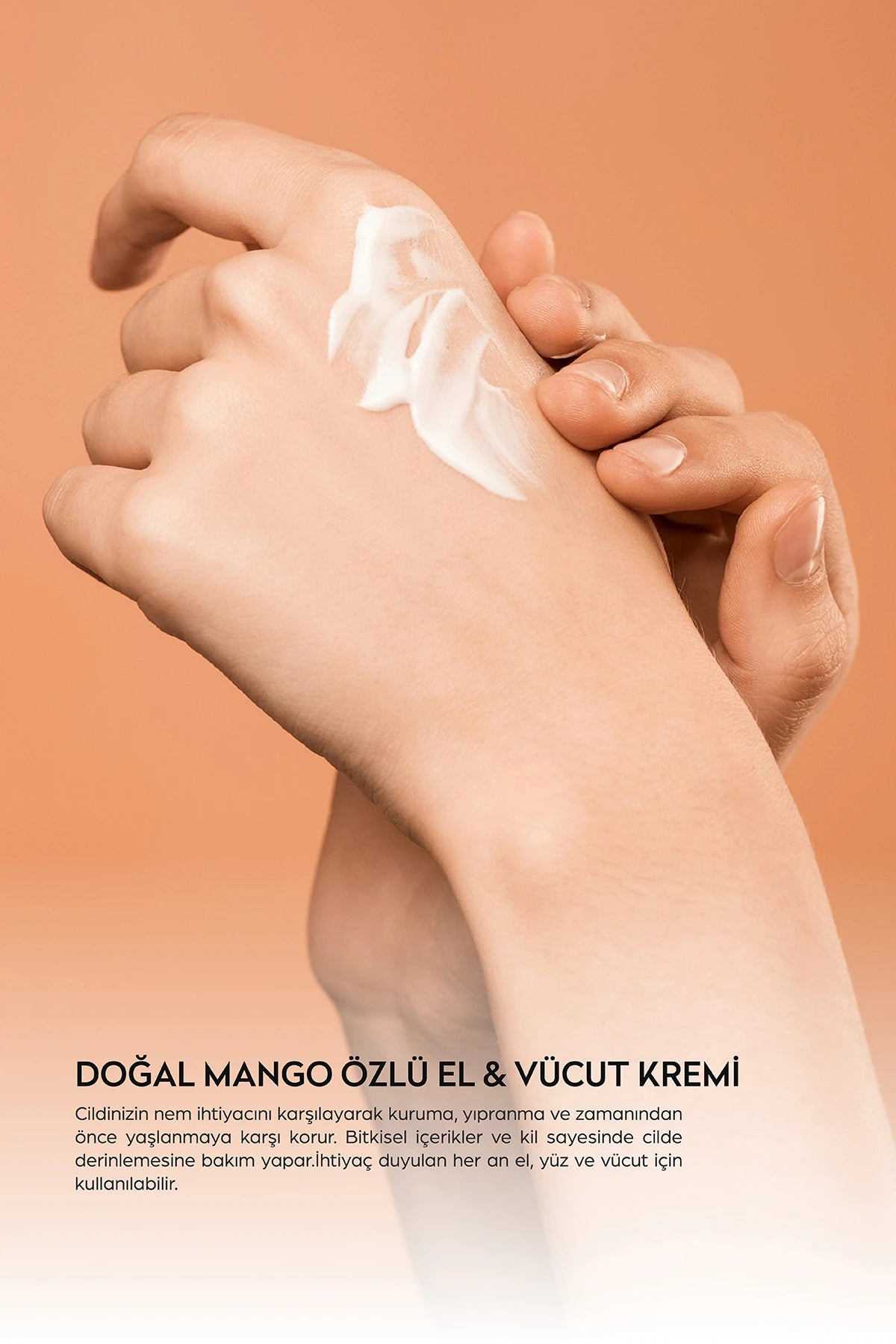Mango özlü koruyucu etkili el ve vücut kremi ile cildi nemlendiren, besleyen ve dış etkenlere karşı koruyarak daha yumuşak, pürüzsüz ve sağlıklı bir cilt görünümü kazandıran bakım ürünü