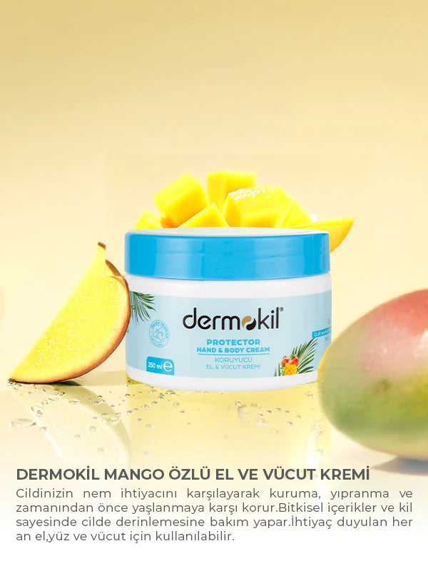 Mango özlü koruyucu el ve vücut kremi ile cildi yoğun şekilde nemlendiren, besleyen ve dış etkenlere karşı korumaya yardımcı olan bakım ürünü