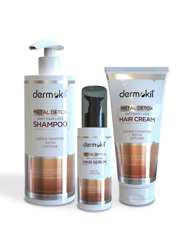 Metal Detox Dökülme Karşıtı Biotin Caffein Saç Bakım Seti - Dermokil