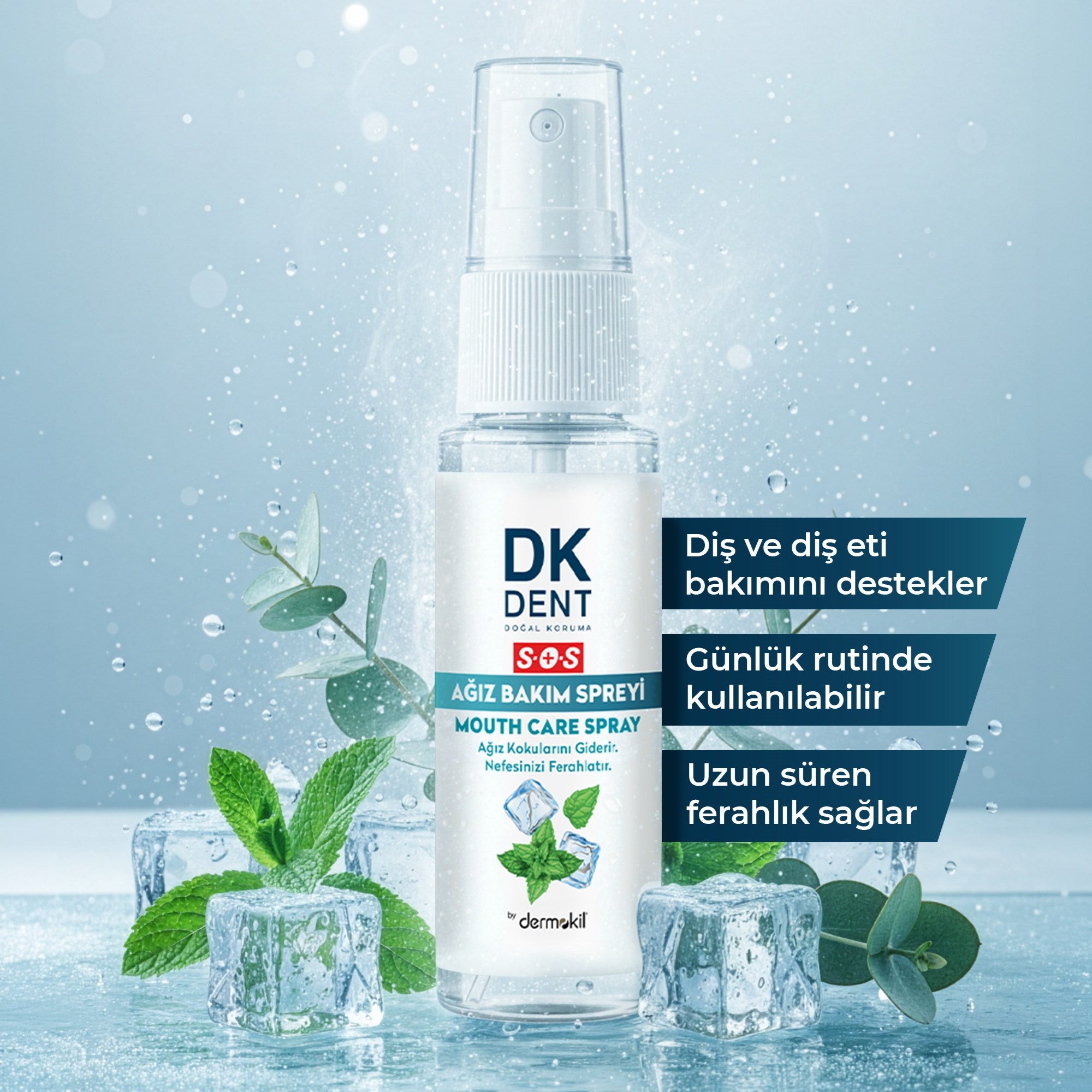 Nane özlü ağız kokusu önleyici sprey ile gün boyu ferah nefes sağlayarak ağız hijyenini destekler

