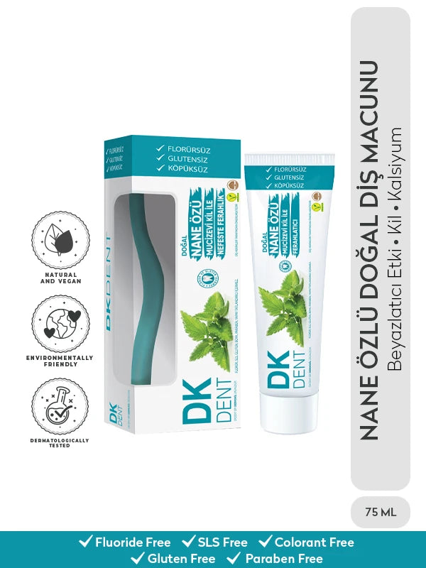 Nane özlü florürsüz diş macunu ve diş fırçası seti ile dişleri nazikçe temizleyen, ağız hijyenini destekleyen ve uzun süreli ferah nefes sağlayan pratik ağız bakım ürünü