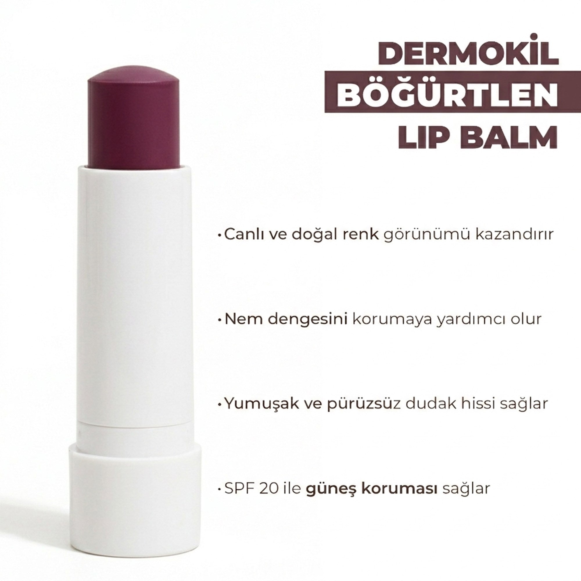 Nemlendirici Böğürtlen SPF 20 Lip Balm 4,8 g - Dermokil