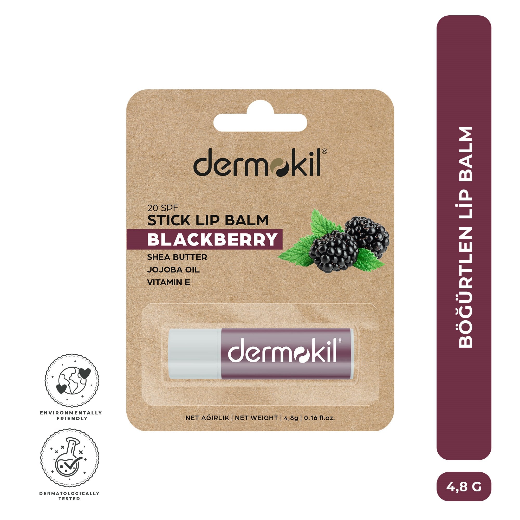 Nemlendirici Böğürtlen SPF 20 Lip Balm 4,8 g - Dermokil
