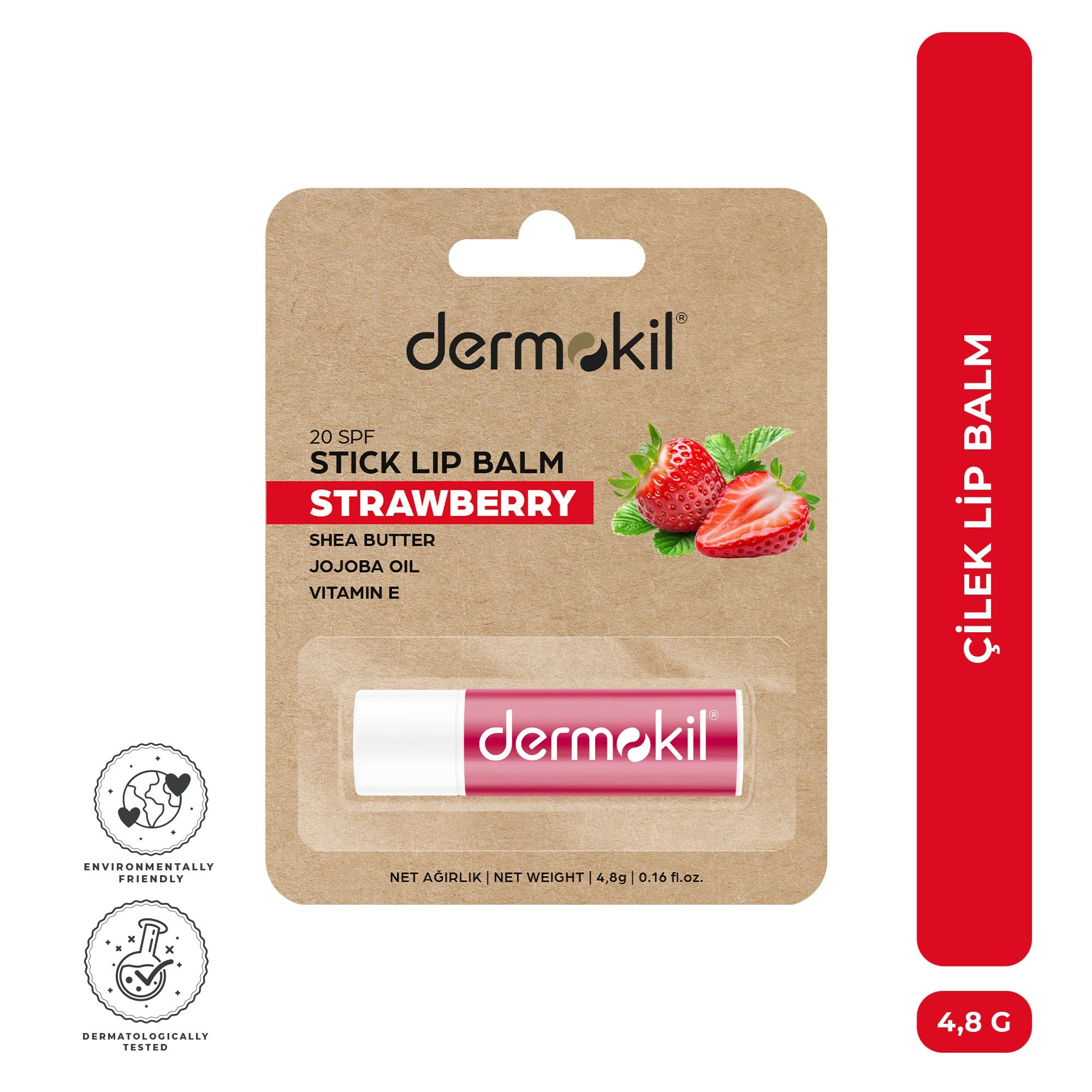 Nemlendirici Çilek SPF 20 Lip Balm 4,8 g - Dermokil