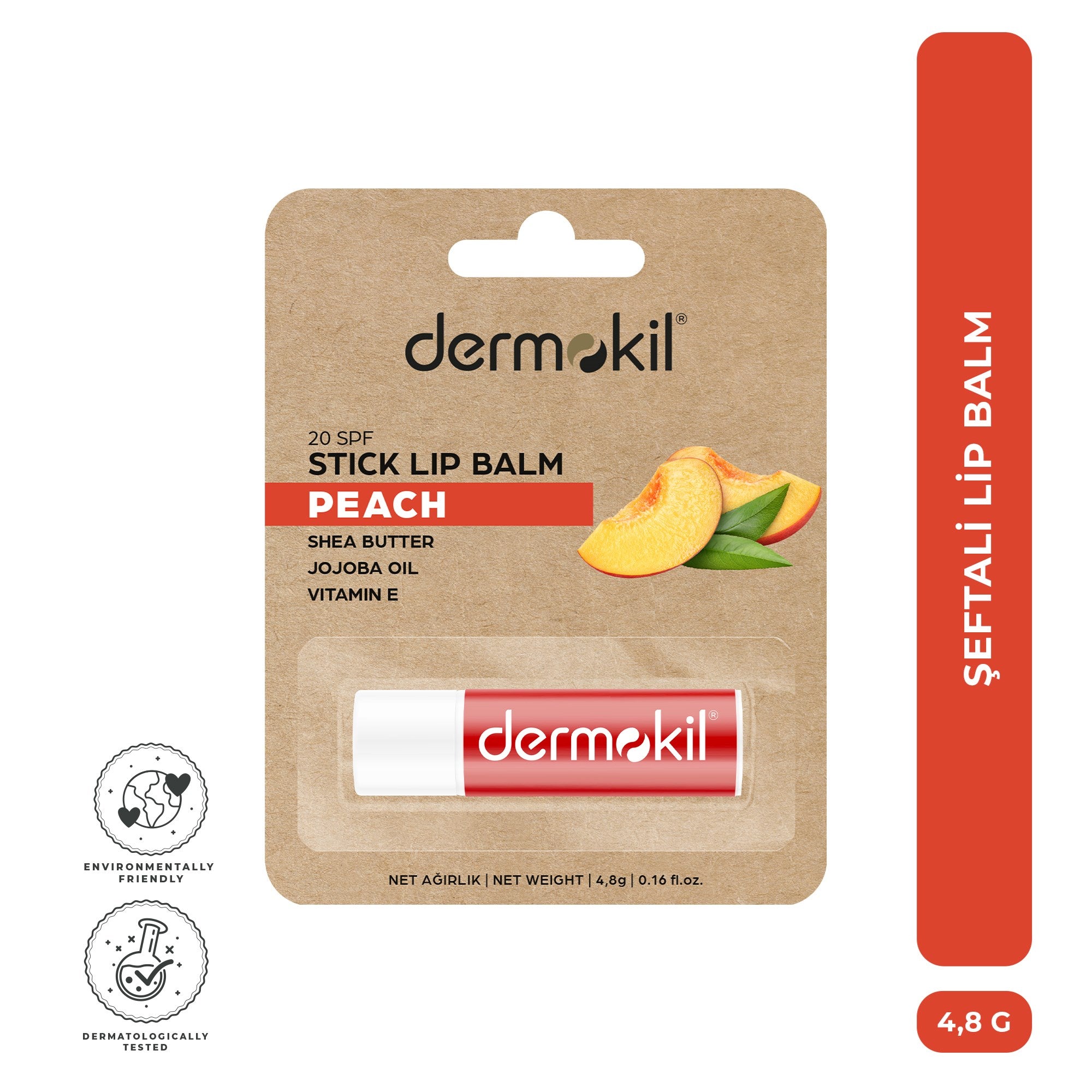 Nemlendirici Şeftali SPF 20 Lip Balm 4,8 g - Dermokil