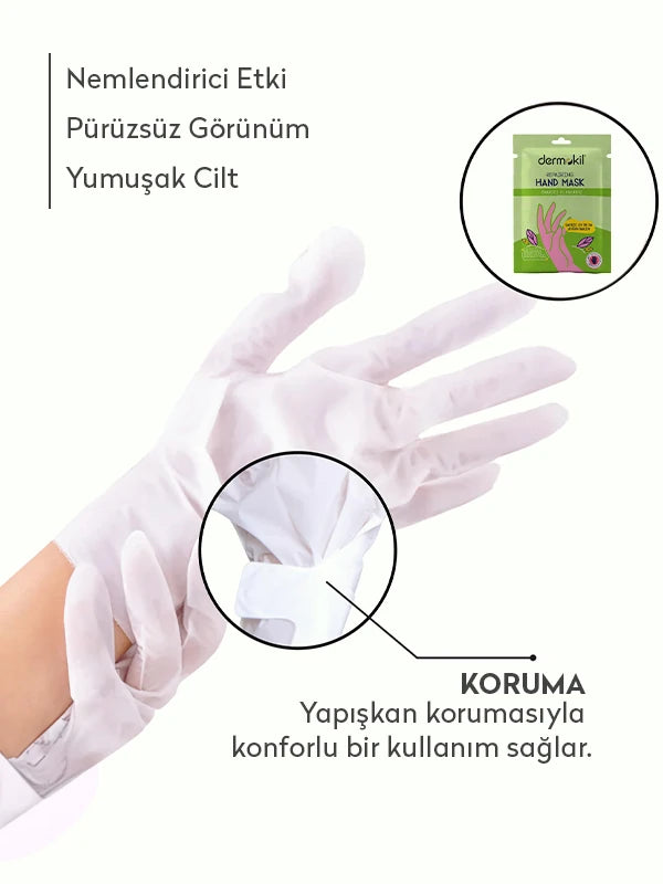 Onarıcı ve besleyici el maskesi ile elleri yoğun şekilde nemlendiren, kuruluğu azaltmaya yardımcı olan ve daha yumuşak, pürüzsüz bir görünüm kazandıran bakım ürünü
