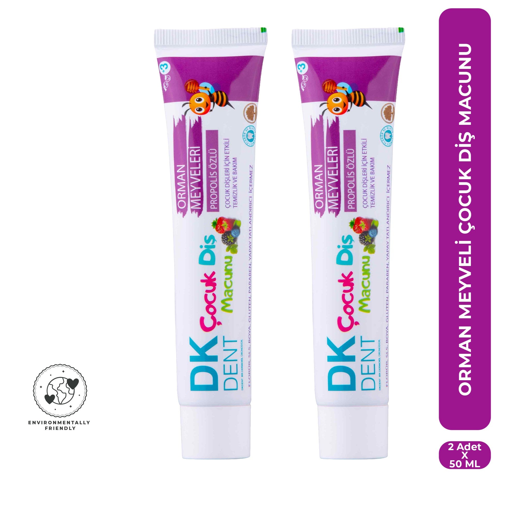 Orman Meyveli Florürsüz Çocuk Diş Macunu 50 ml 2'li Set, Dermokil.