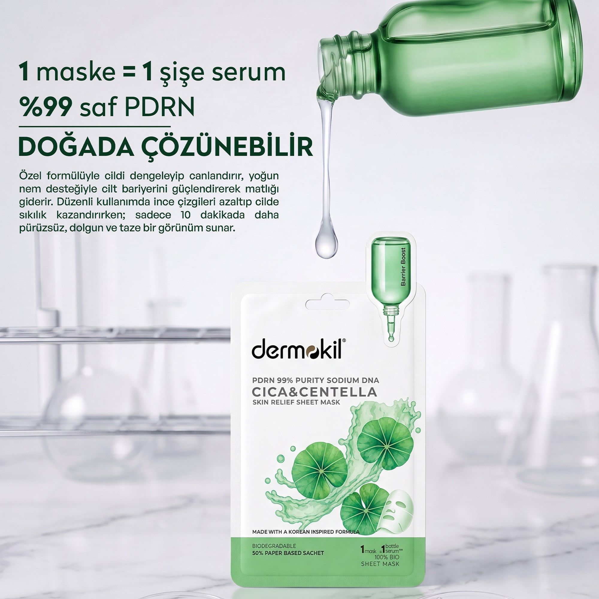 PDRN %99 Sodium DNA & CICA Centella Onarıcı Kağıt Yüz Maskesi 25g - Dermokil