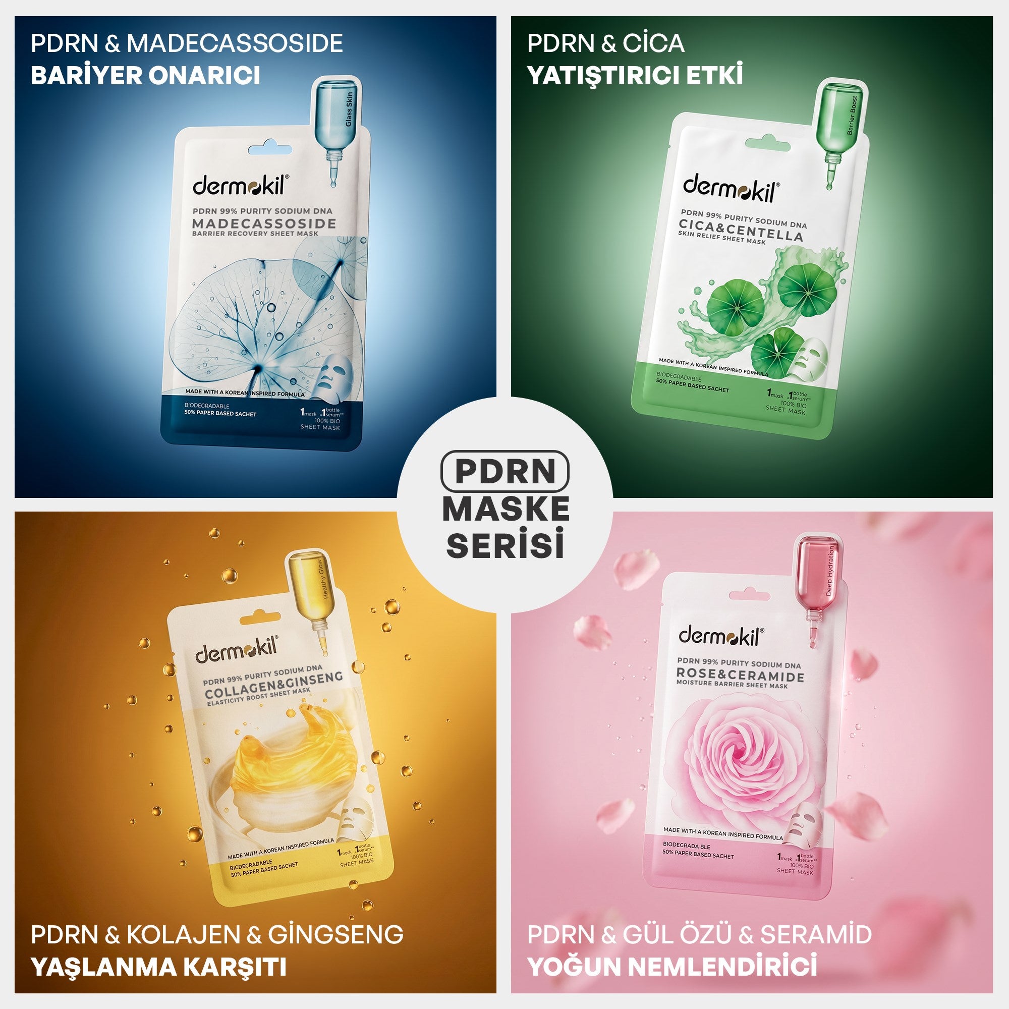 PDRN %99 Sodium DNA & CICA Centella Onarıcı Kağıt Yüz Maskesi 25g - Dermokil