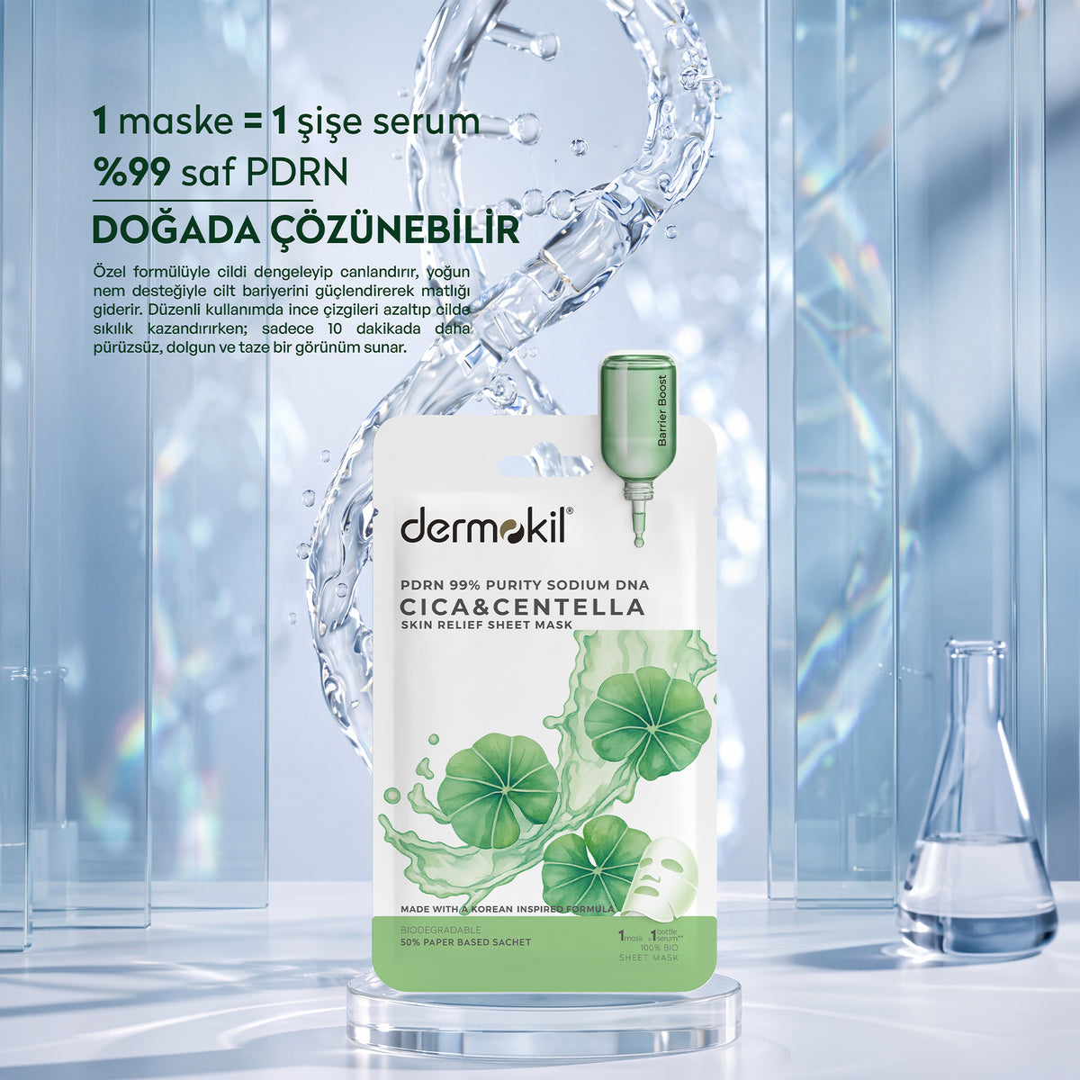 PDRN %99 Sodium DNA & CICA Centella Onarıcı Kağıt Yüz Maskesi 25g - Dermokil