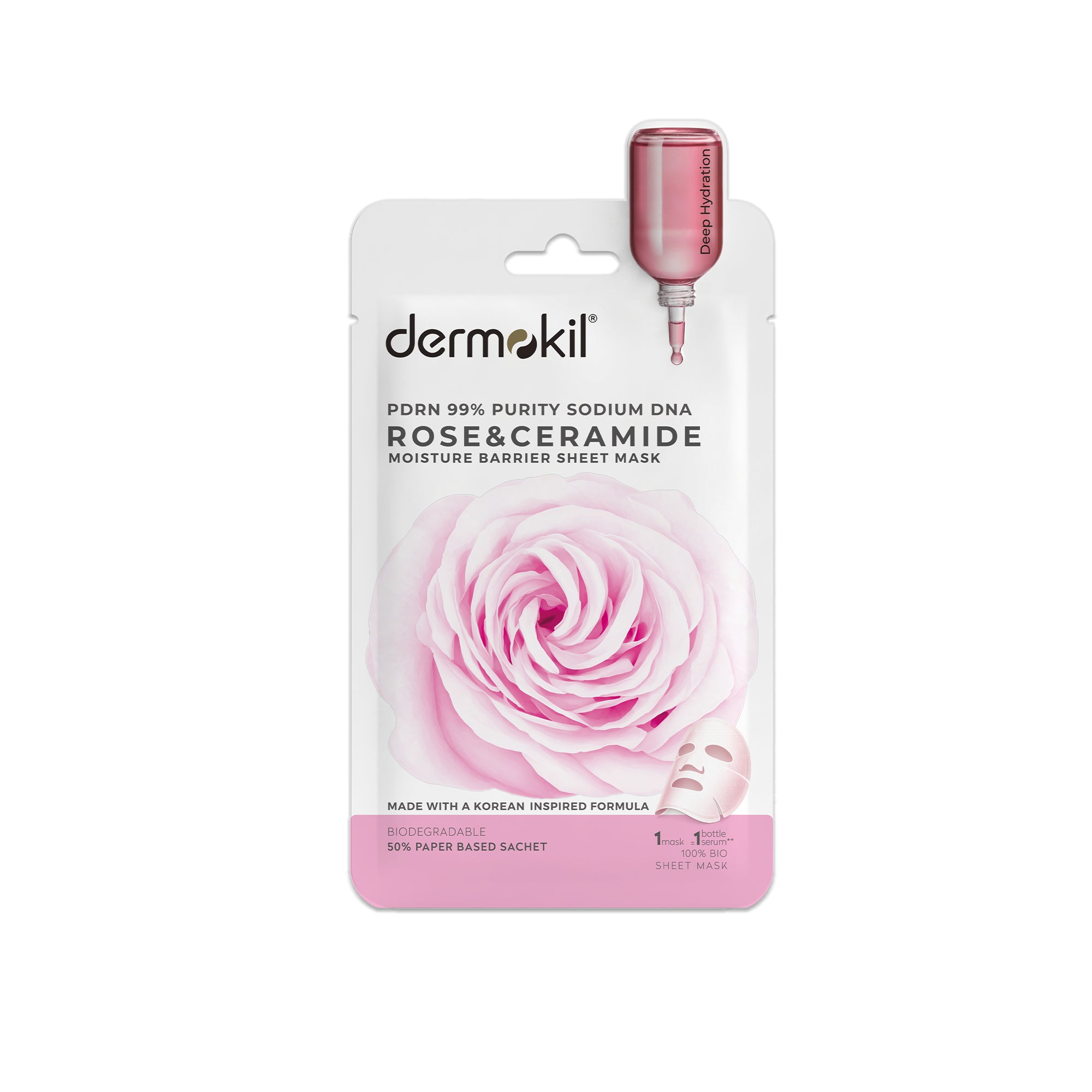PDRN %99 Sodium DNA & Gül ve Seramid Canlandırıcı Kağıt Yüz Maskesi 25 g - Dermokil
