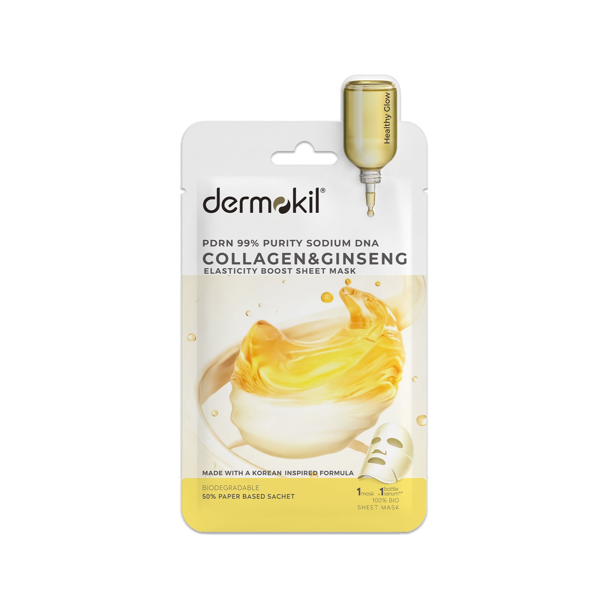 PDRN %99 Sodium DNA & Kolajen ve Ginseng Sıkılaştırıcı Kağıt Yüz Maskesi 25 g - Dermokil